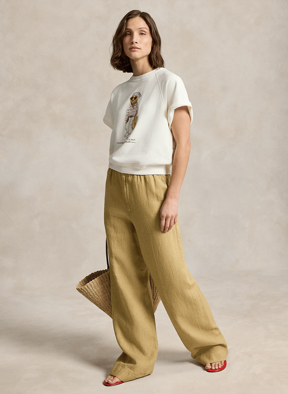 Gerade geschnittenes Rundhals-T-Shirt mit Siebdruck POLO RALPH LAUREN Weiss