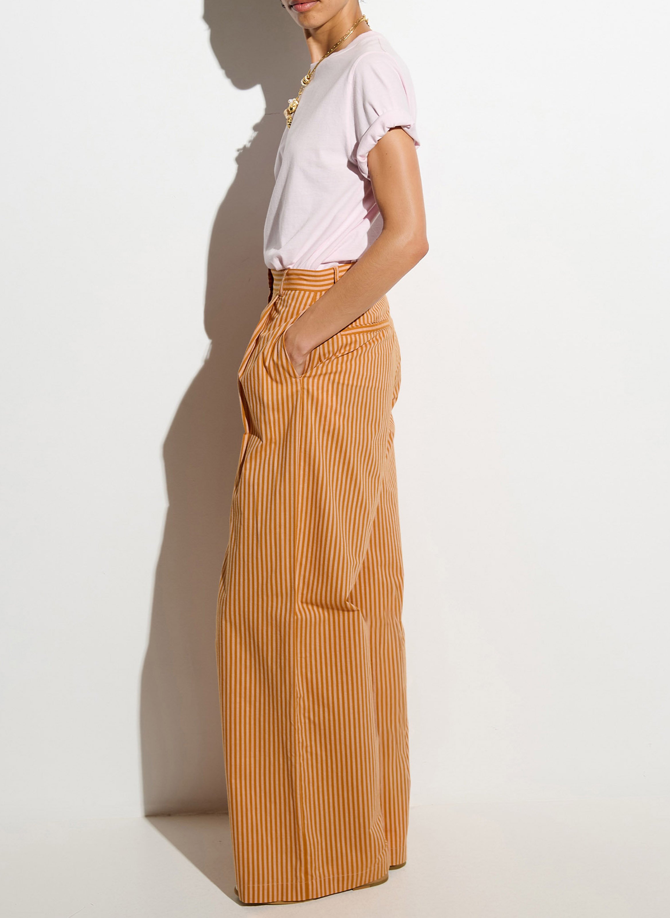 Wijde gestreepte pantalon SESSUN Oranje