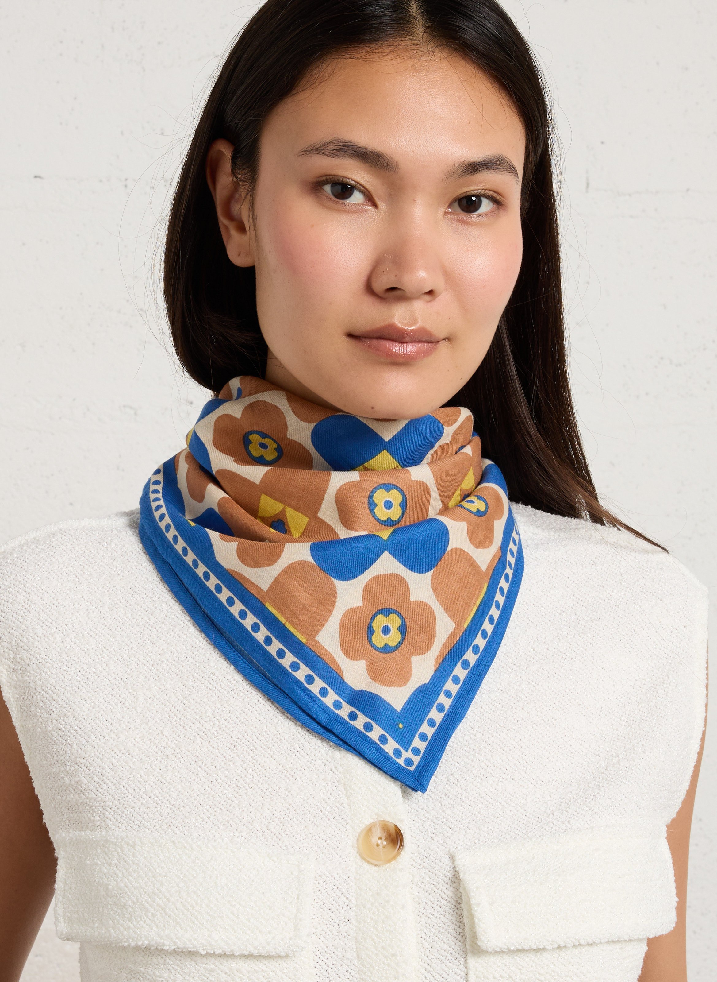 Foulard en coton imprimé APACHES COLLECTIONS Bleu