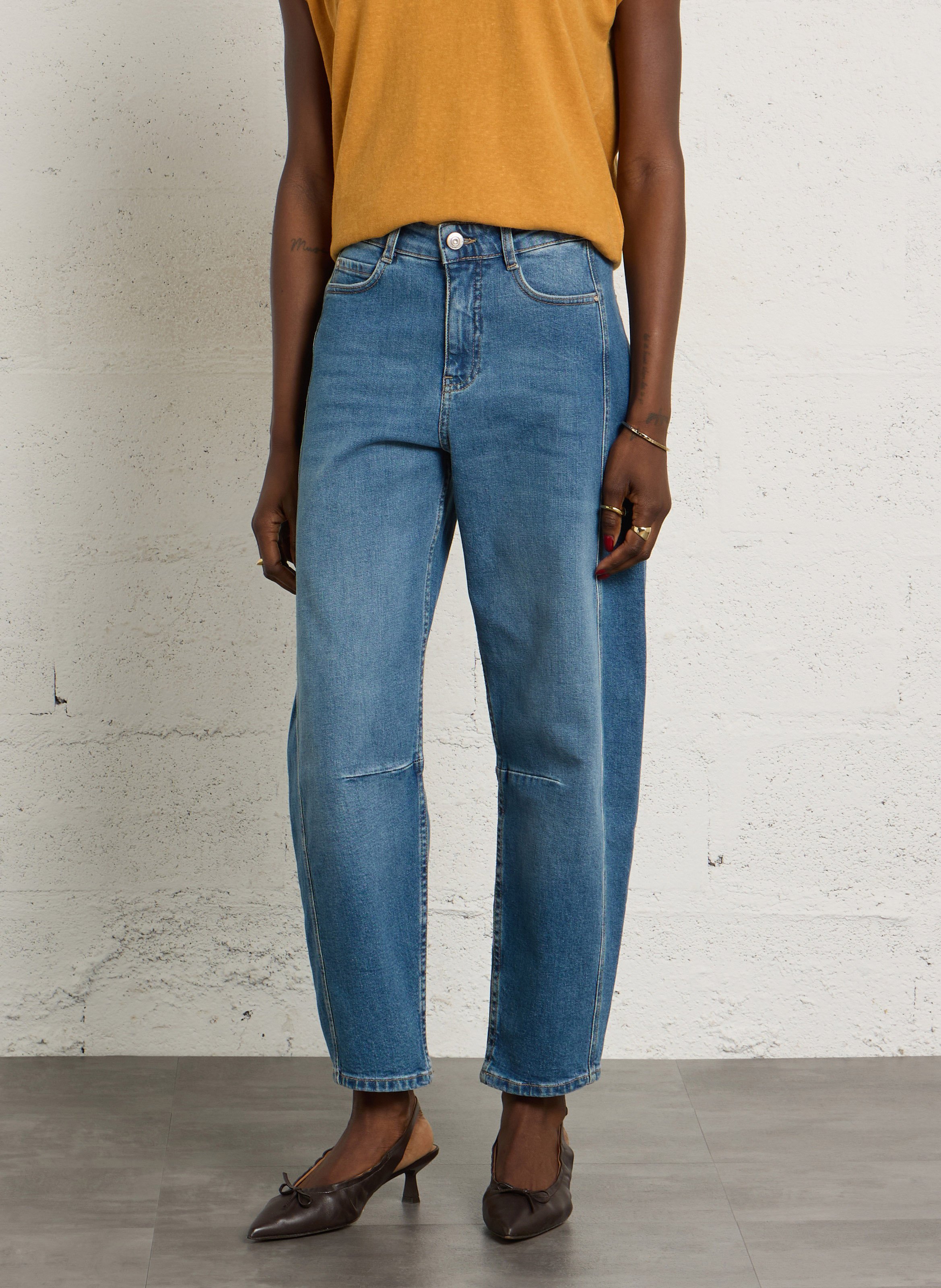Hoge taille ballonjeans in effen kleur MAISON 123 Blauw