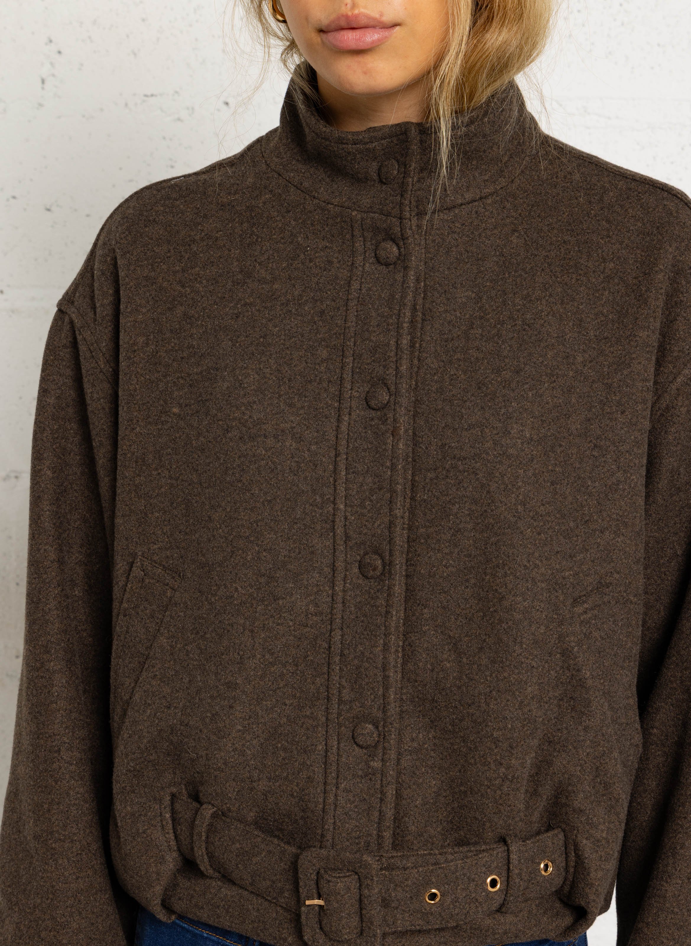 Oversized high collar jacket LA PETITE ETOILE Brown