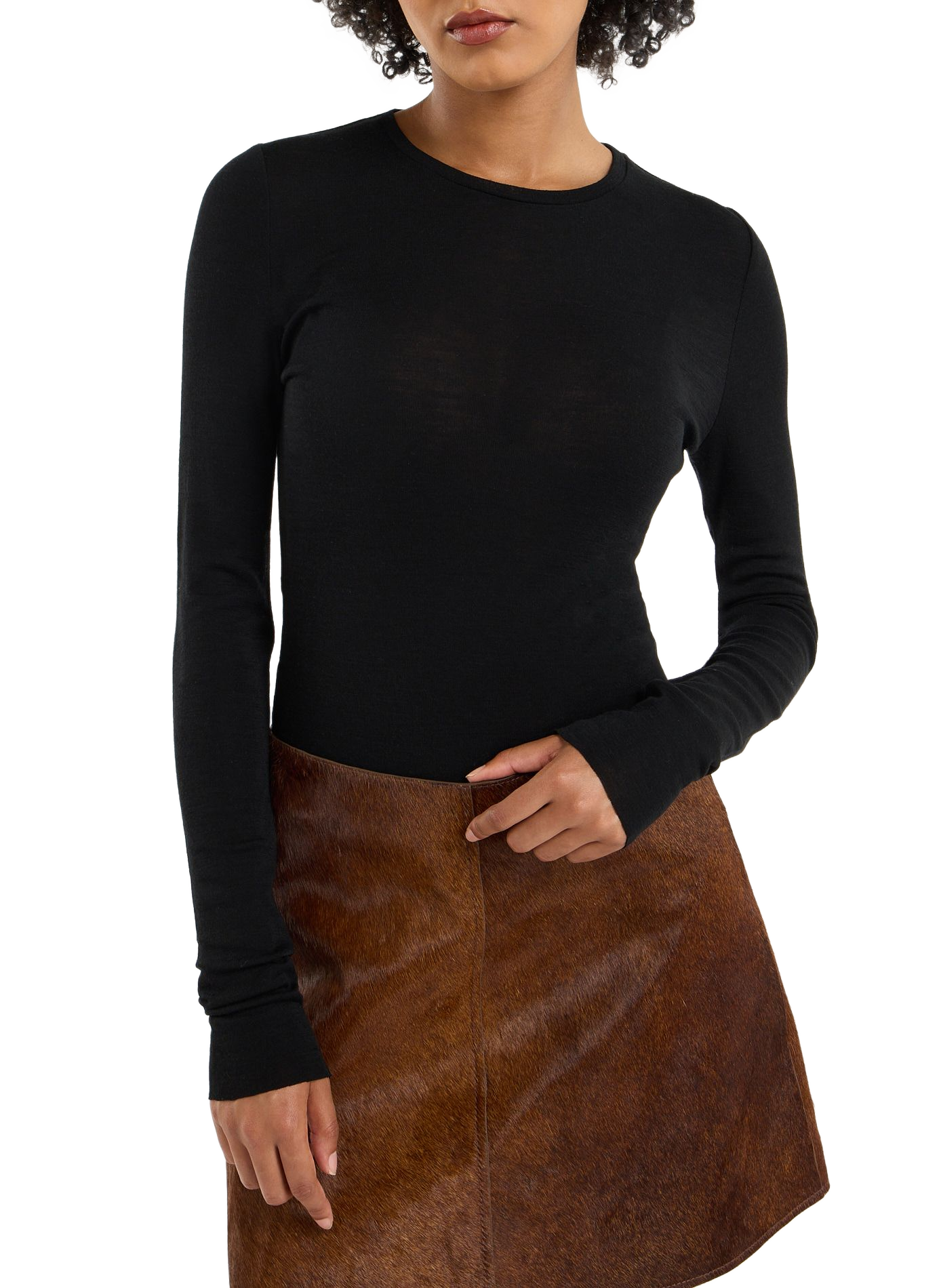 Solid round-neck wool sweater bora SAISON 1865 Black