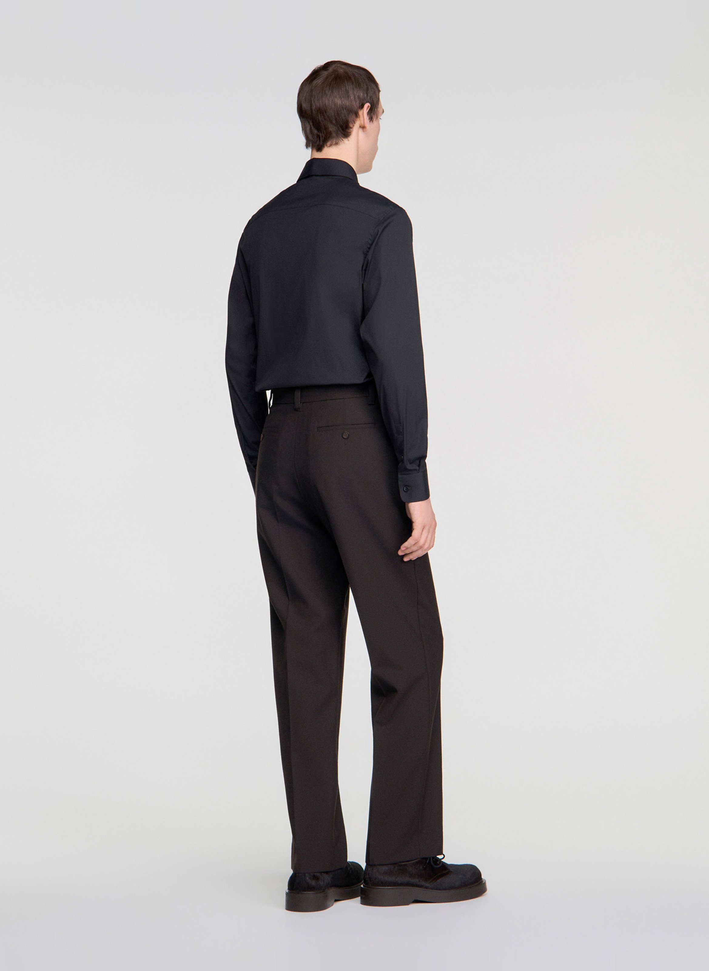 Pantalon de costume en laine mélangée SANDRO Marron