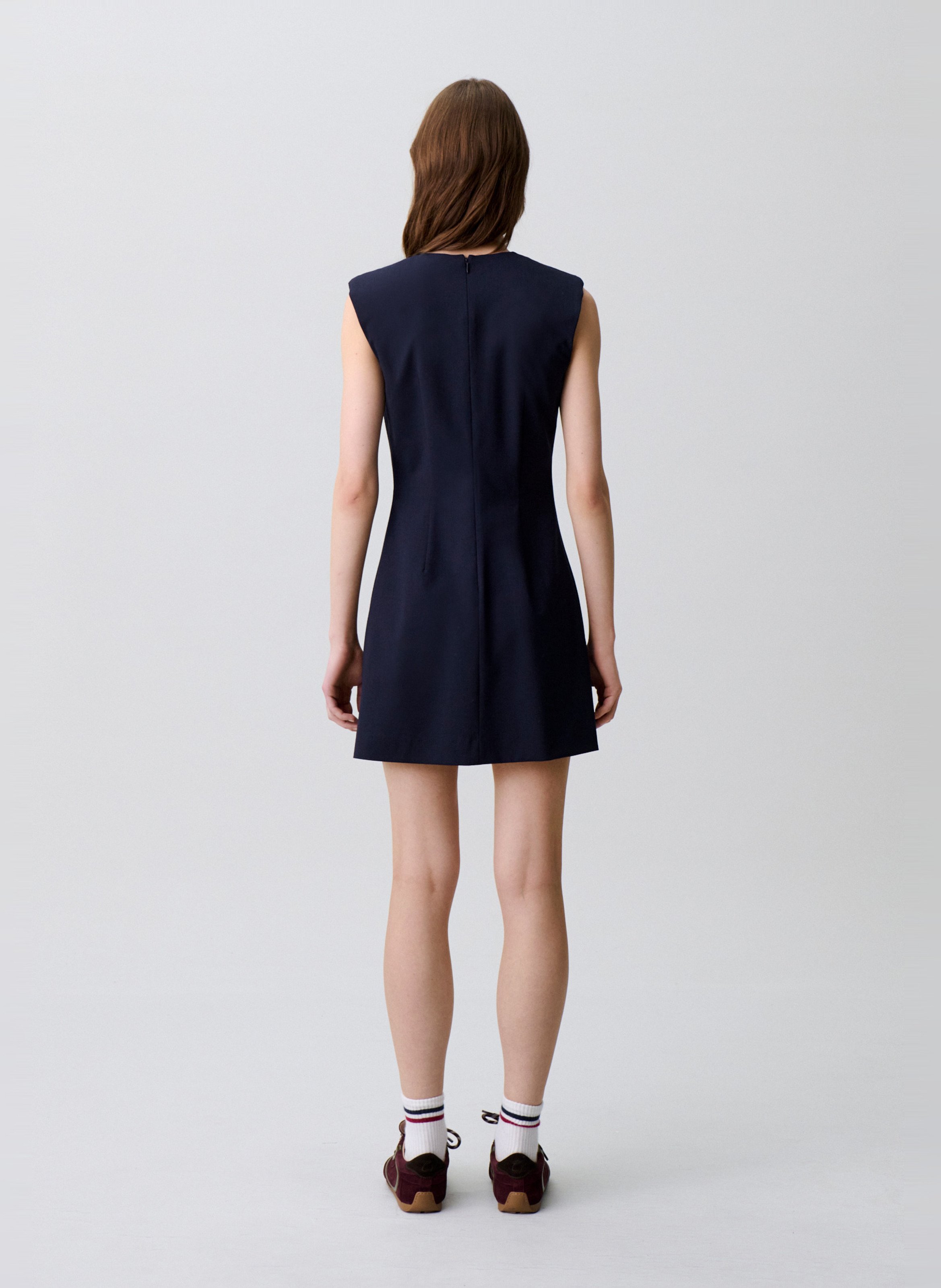Kurzes Plisseekleid aus Wollmischung CLAUDIE PIERLOT Blau