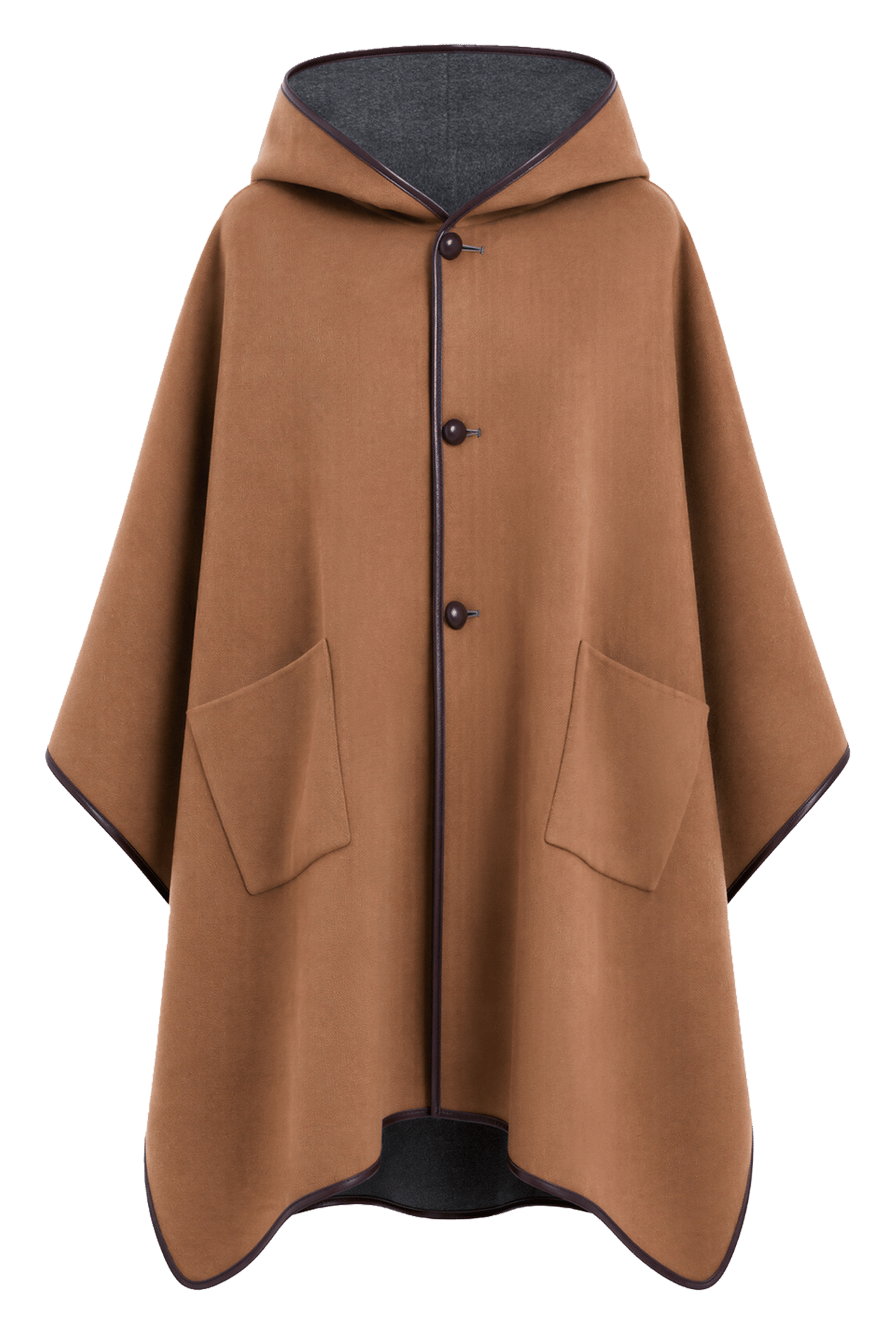 Omkeerbare wollen poncho PABLO Bruin