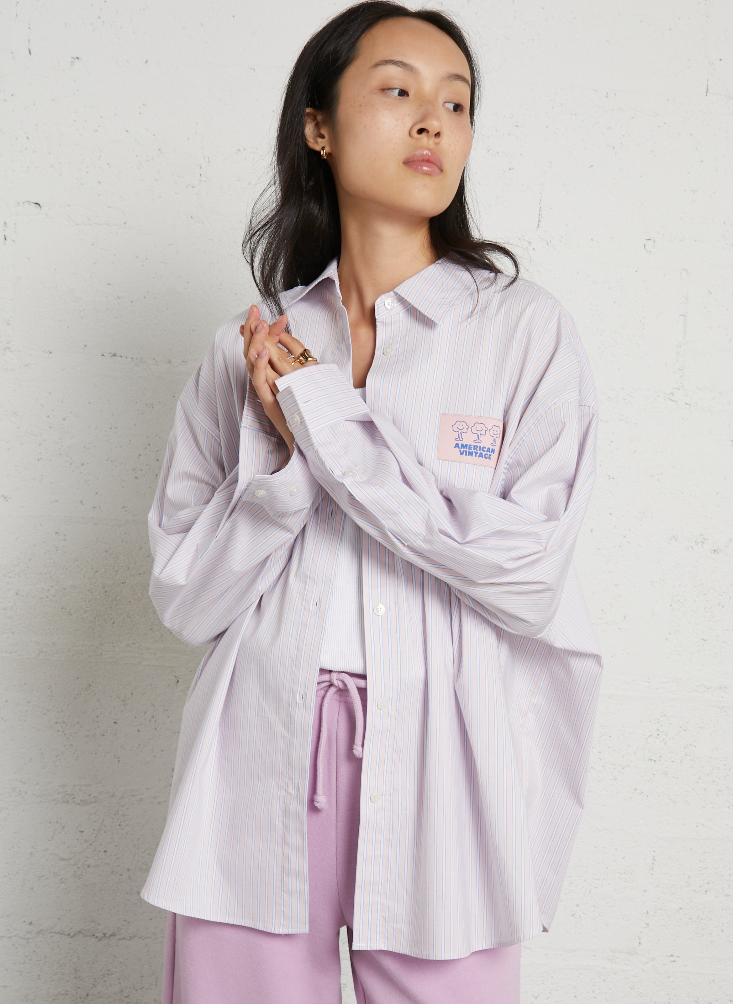 Loose-fit organic cotton shirt AMERICAN VINTAGE Pink