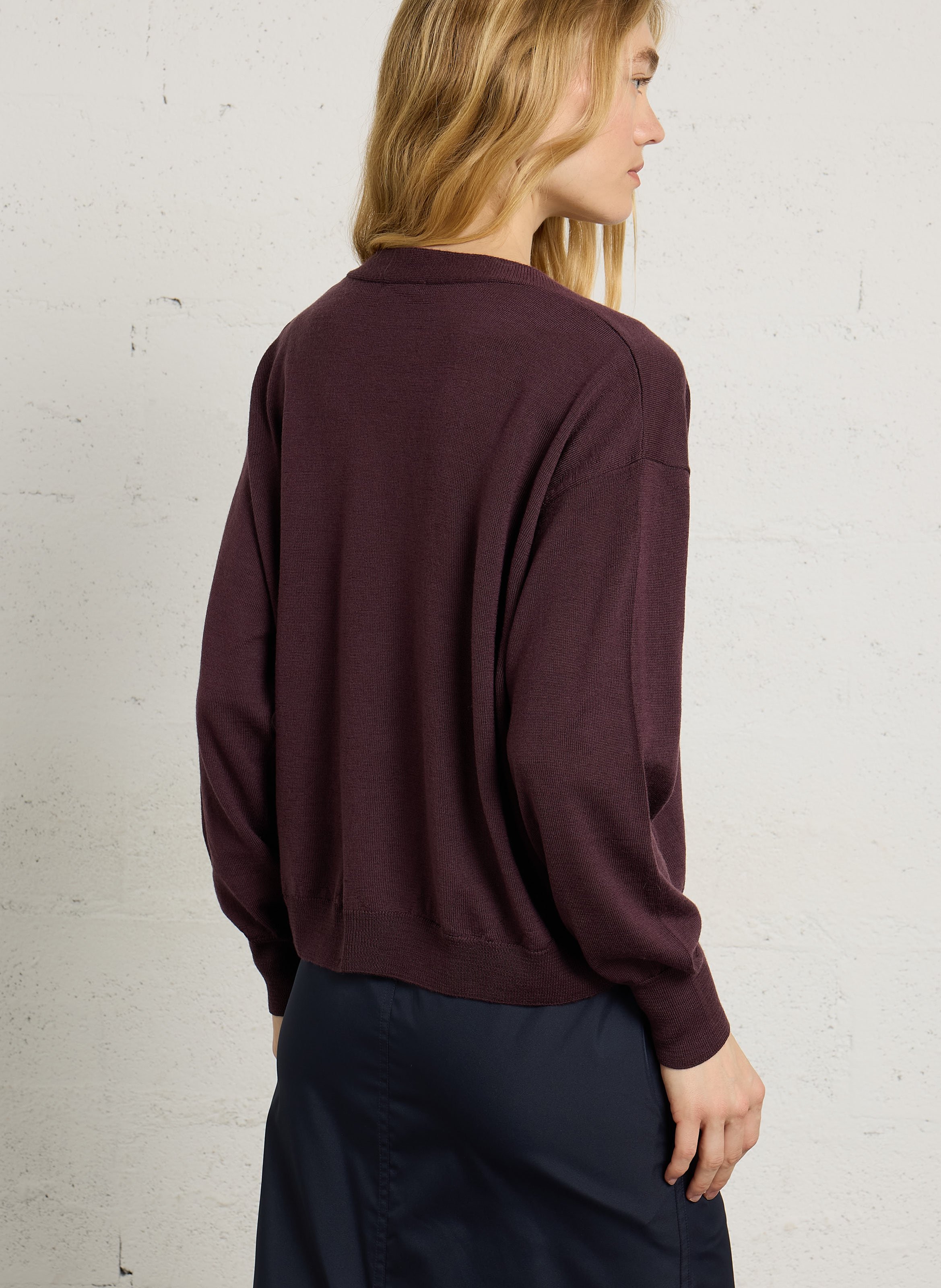 Oversize-Strickjacke aus Wolle mit V-Ausschnitt SOEUR Braun
