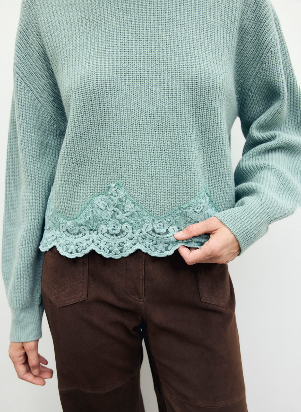 Loose-fit round-neck wool sweater GERARD DAREL Green