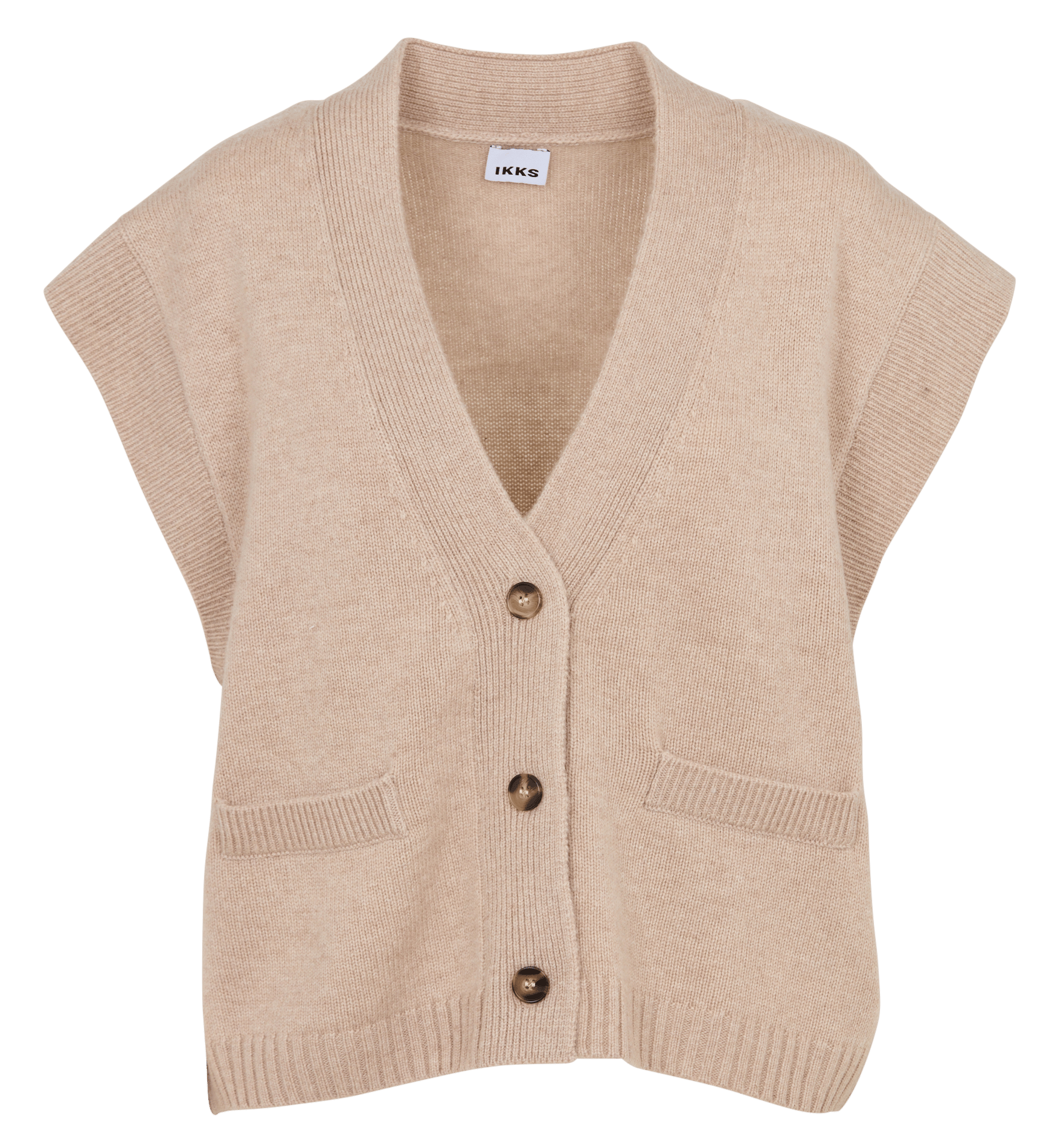 Gilet ample col V en laine IKKS Beige