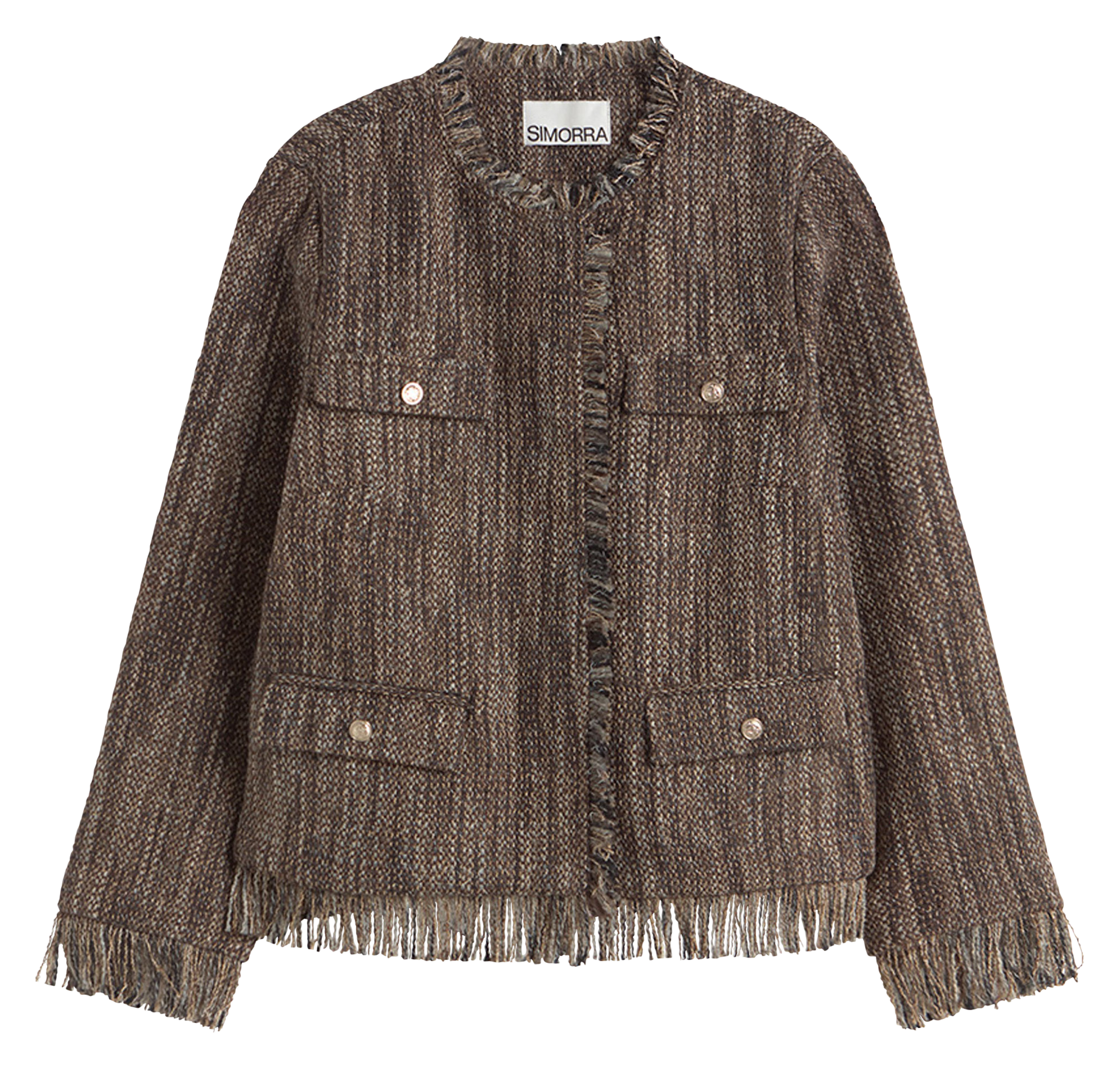 Straight round-neck tweed jacket SIMORRA Brown
