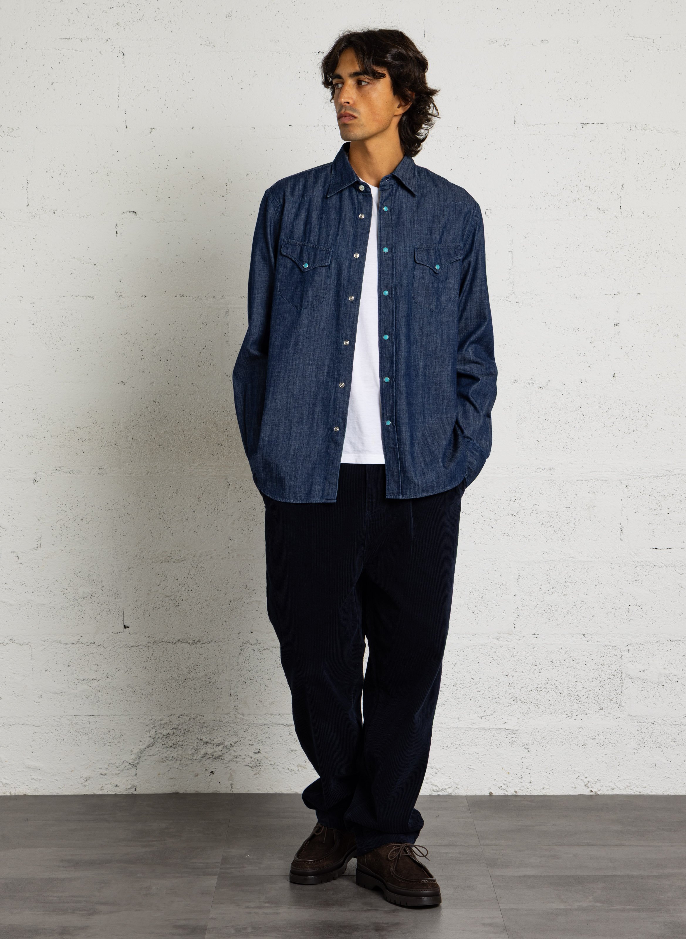 Vorgewaschenes Hemd HARTFORD Blau