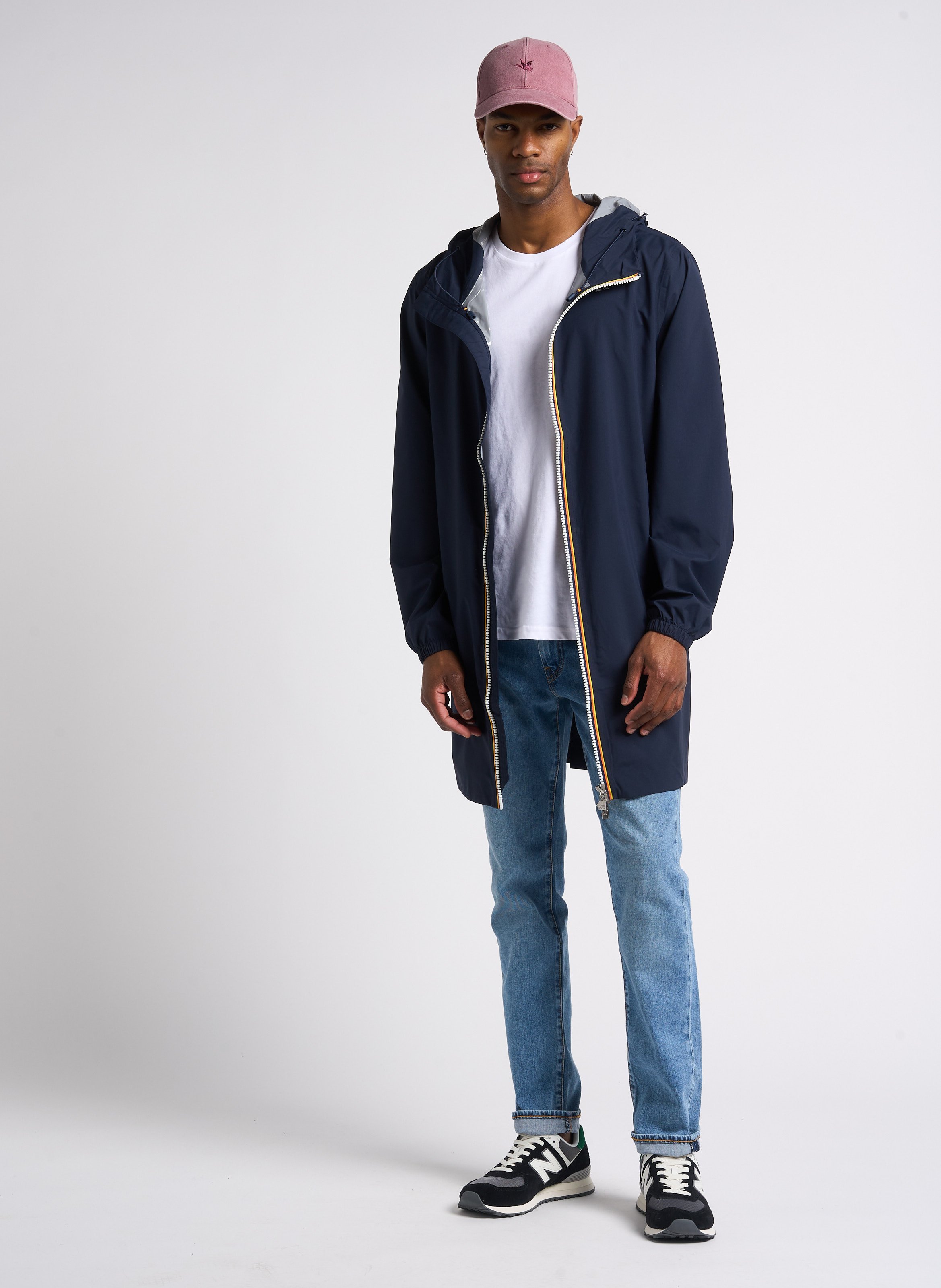 Coupe-vent long à capuche K-WAY Bleu