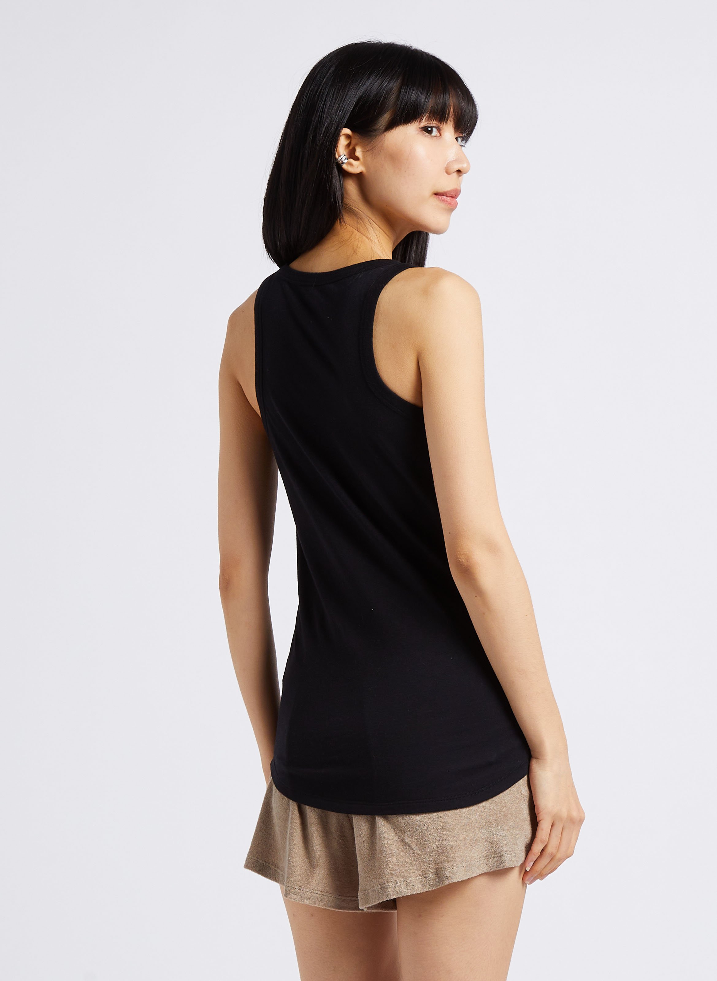 Débardeur droit col U en coton bio MAJESTIC FILATURES Noir