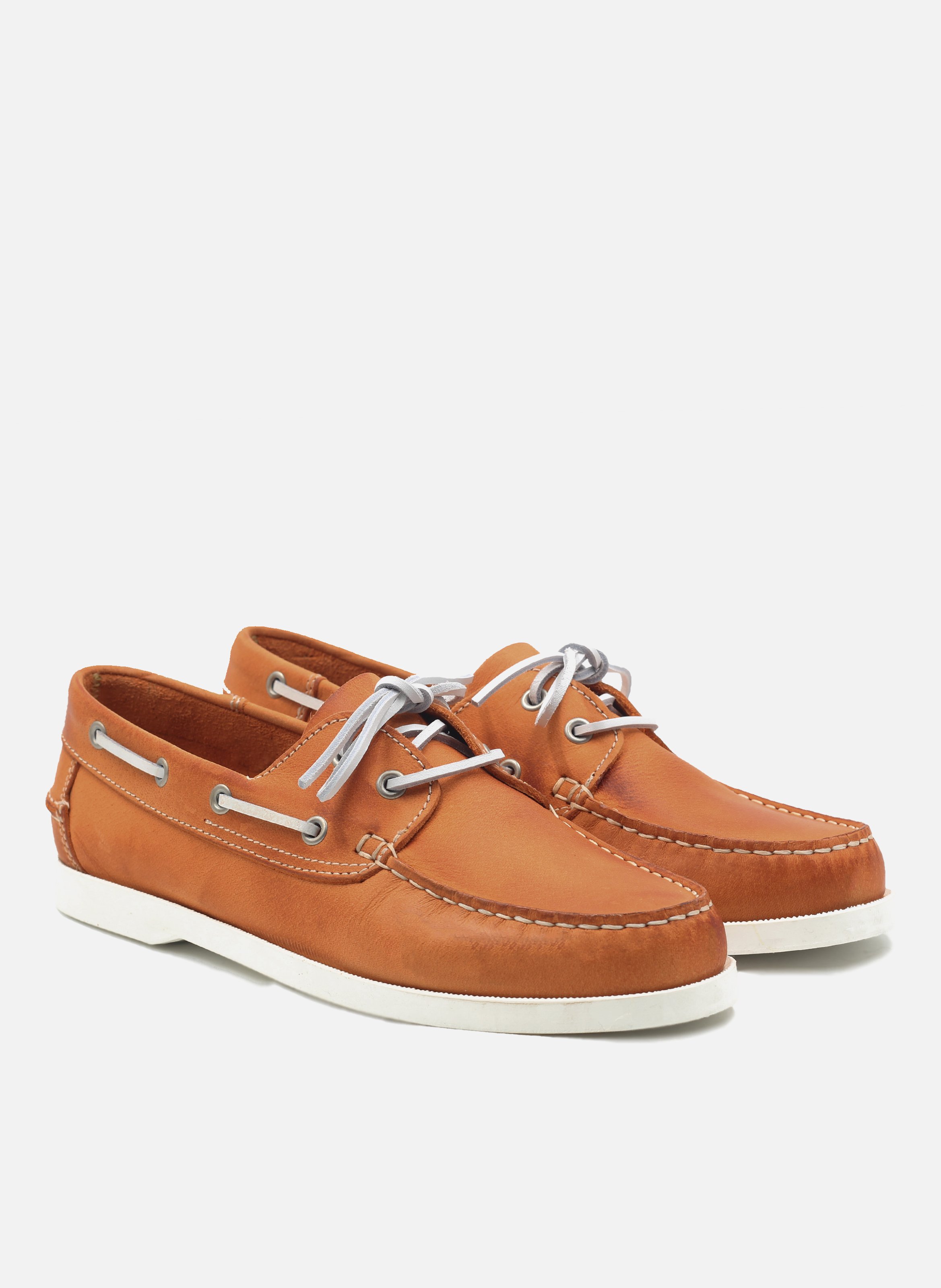 Leather deck shoes JULES & JENN Orange