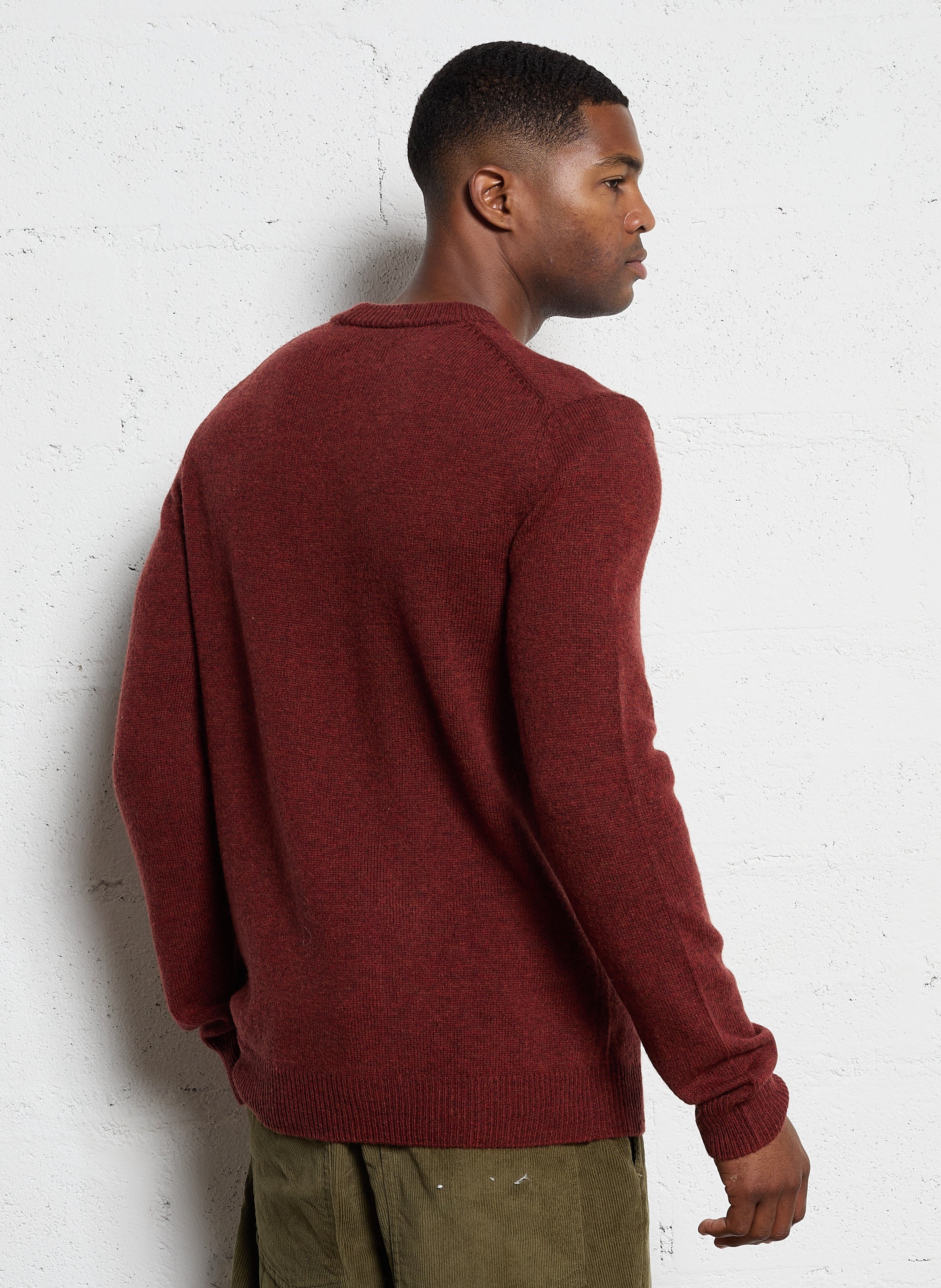 Pull col rond regular fit en laine FARAH Rouge