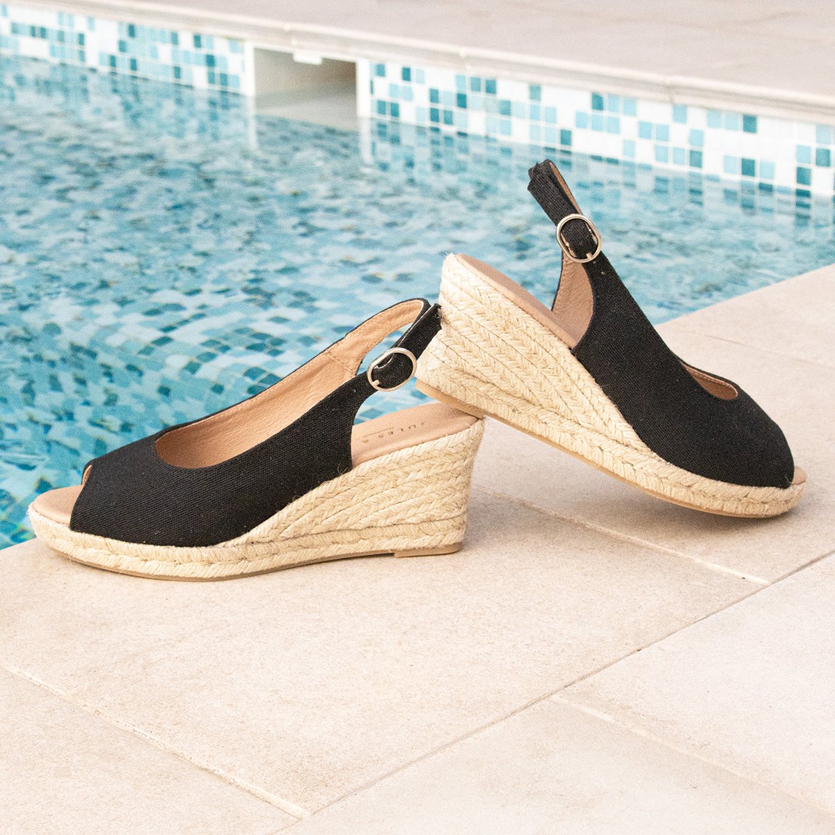 Recycled canvas slingback espadrilles JULES & JENN Black