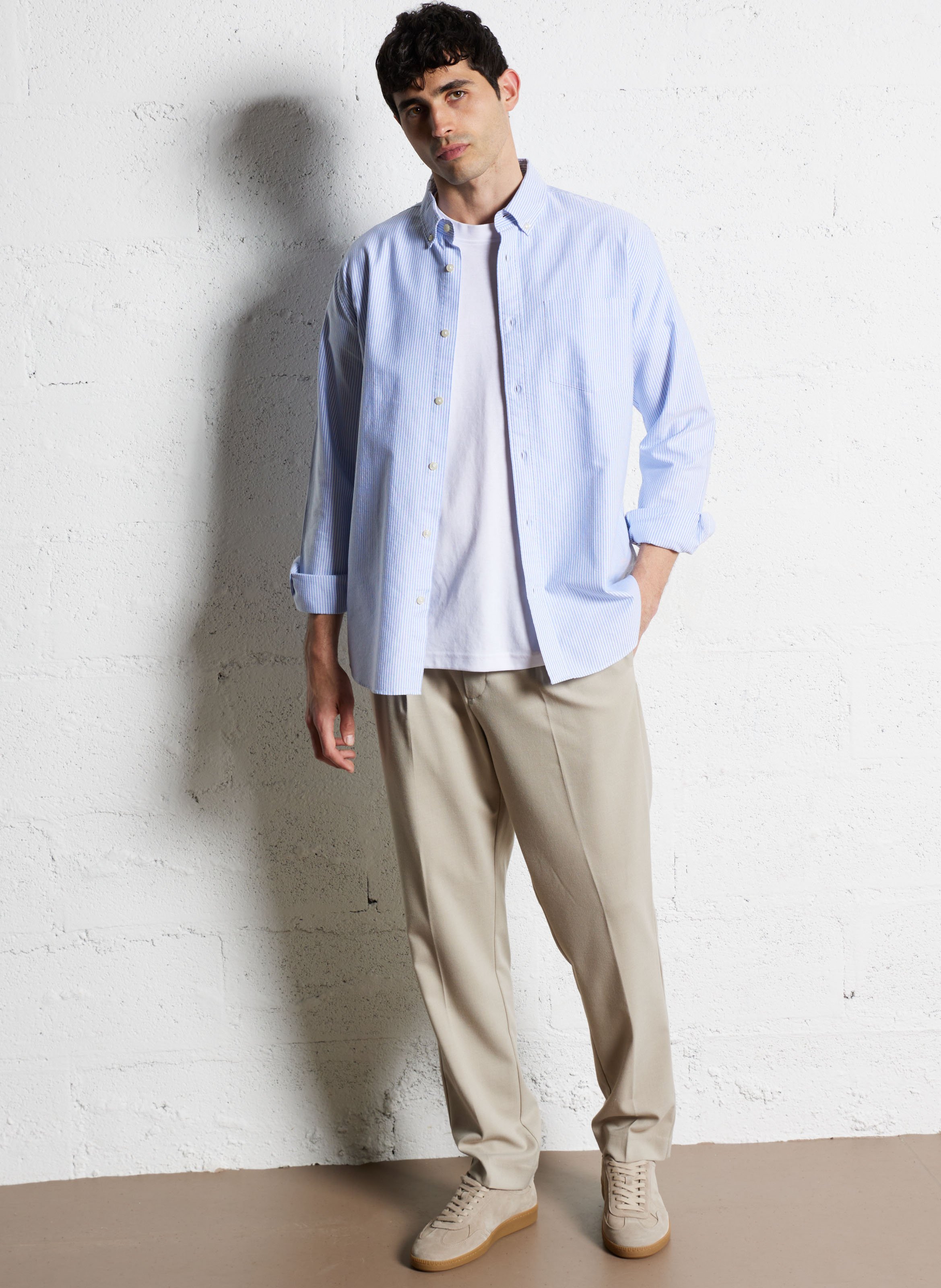 Chemise rayée en coton SELECTED Bleu