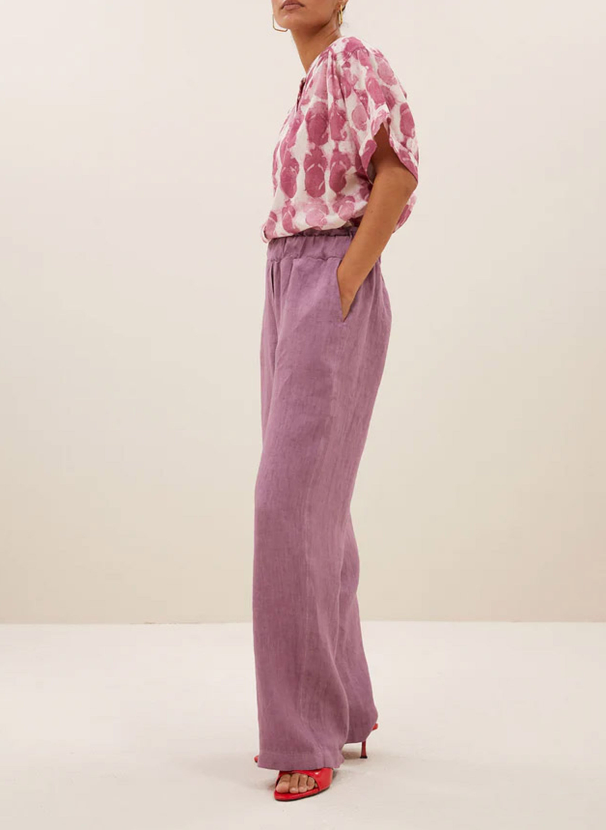 Pantalon large en lin BY BAR Violet