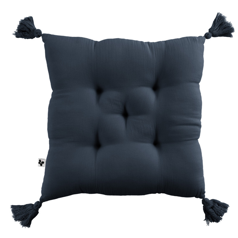 Cotton velvet floor cushion L'EFFET PAPILLON Blue