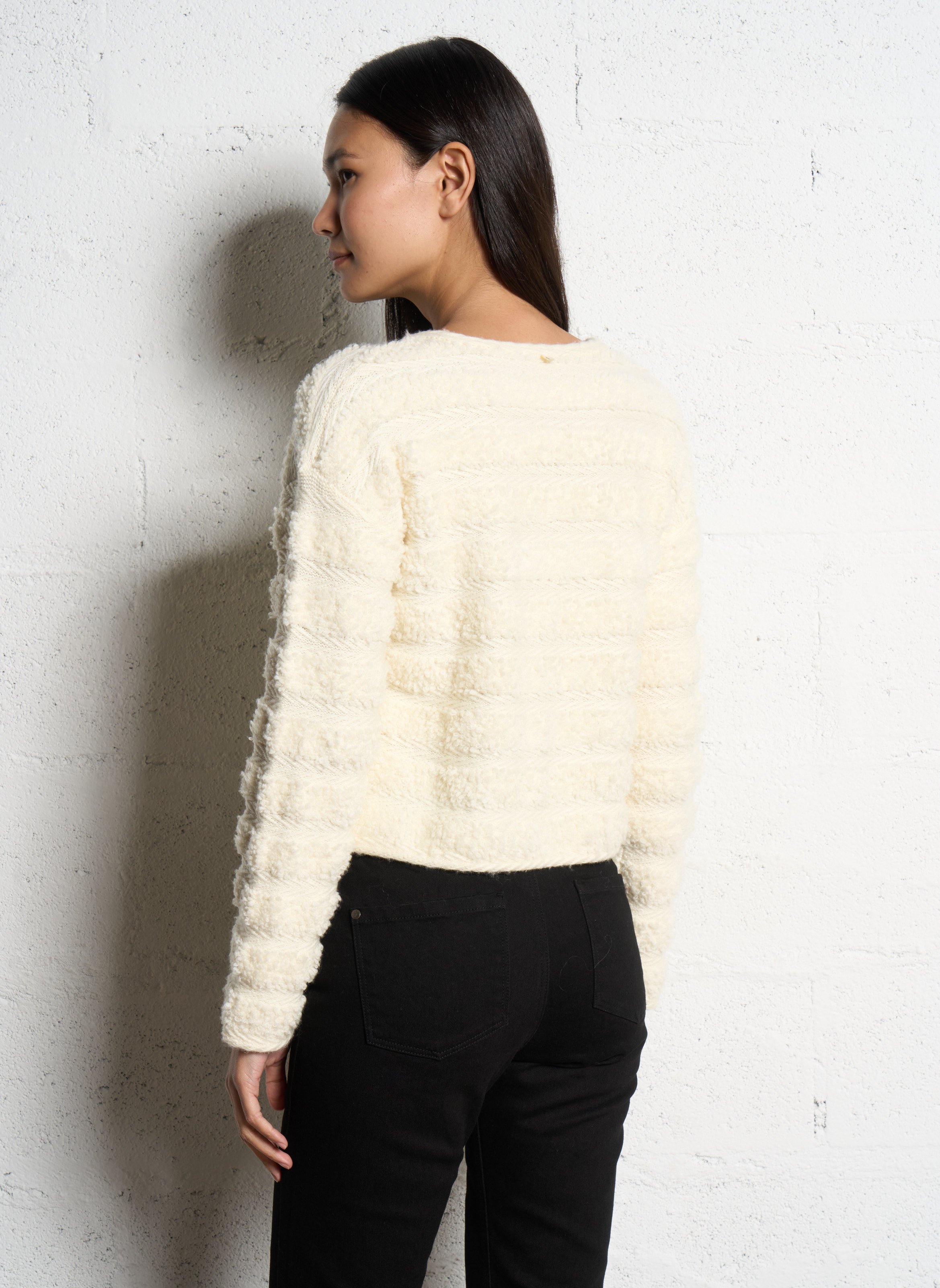 Knitted straight cardigan ONE STEP White