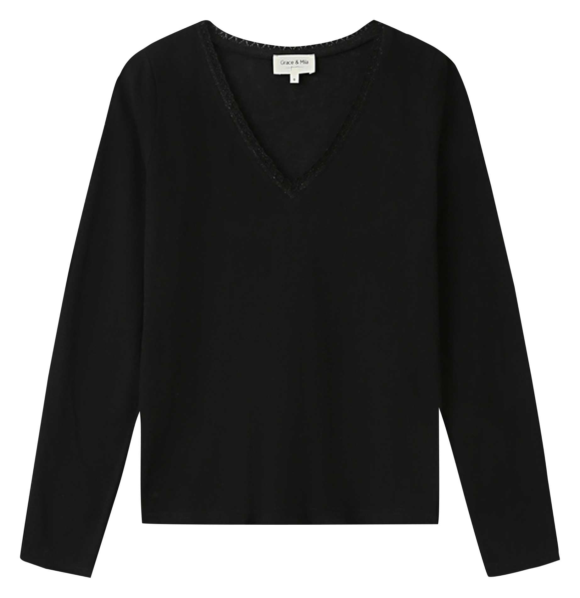 Pull col v  GRACE ET MILA Noir