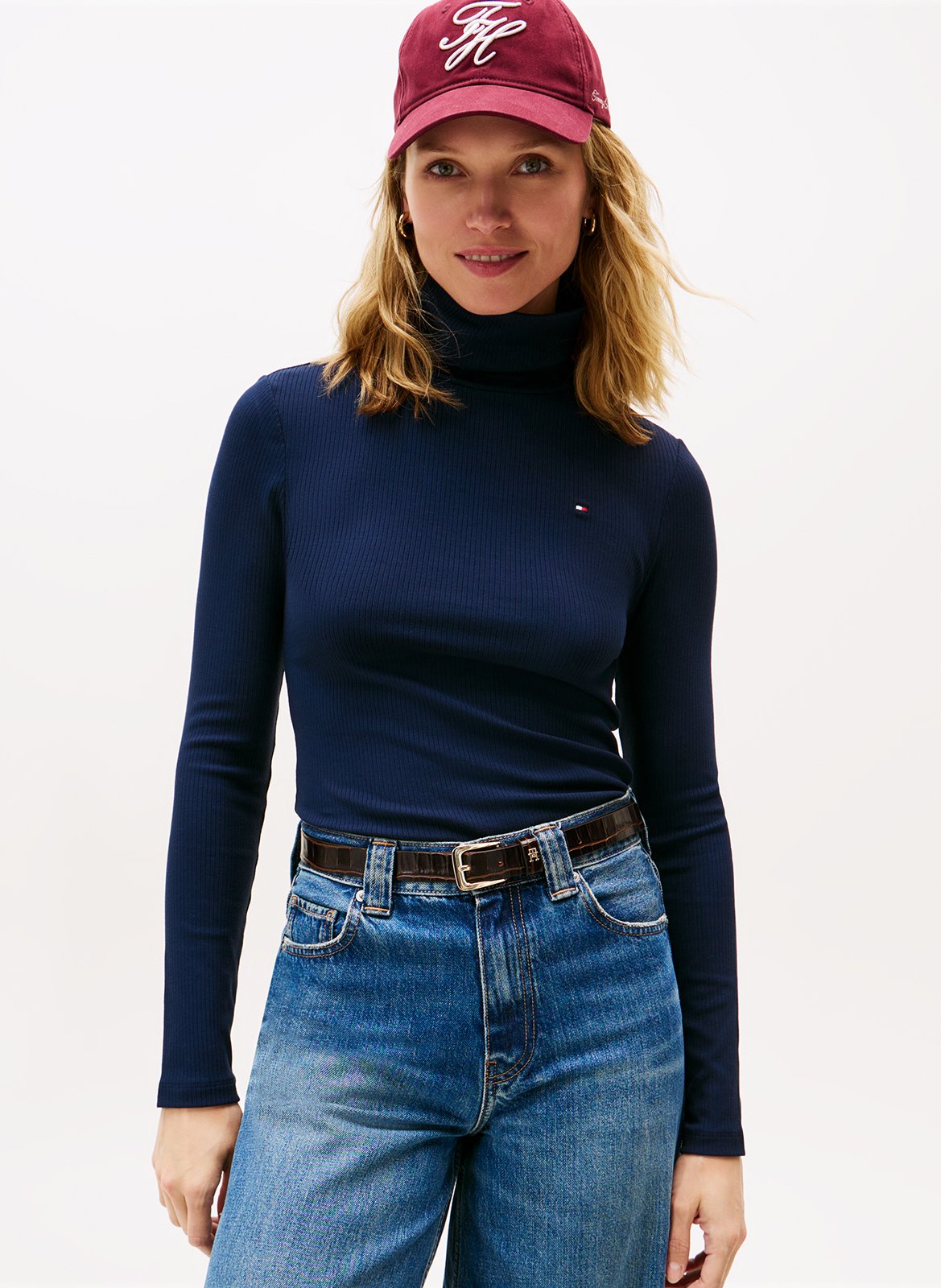 Tee-shirt col roulé à rayures TOMMY HILFIGER Bleu