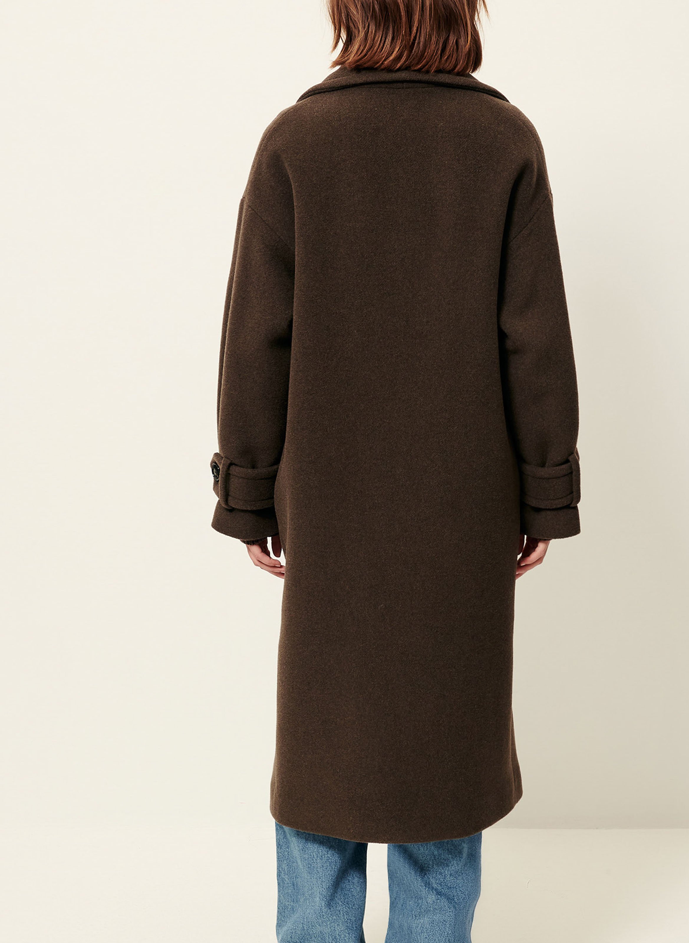 Gerade geschnittener Mantel aus Wollmix mit klassischem Kragen SESSUN Braun