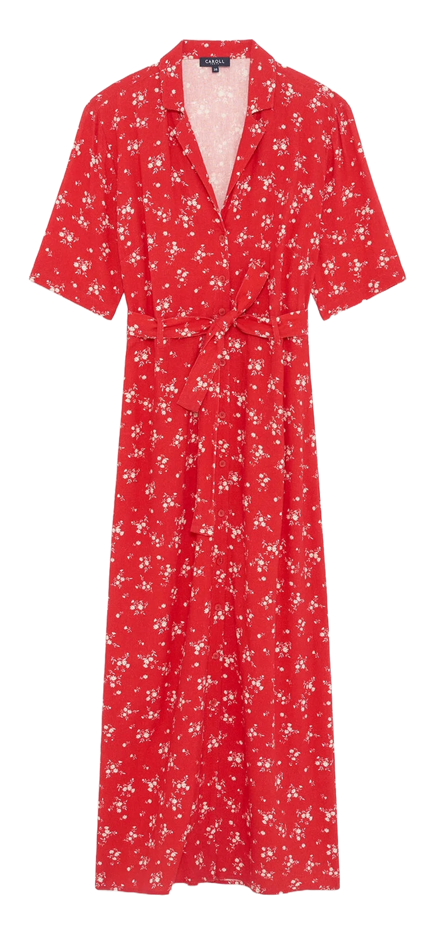 Flared printed midi dress CAROLL Red