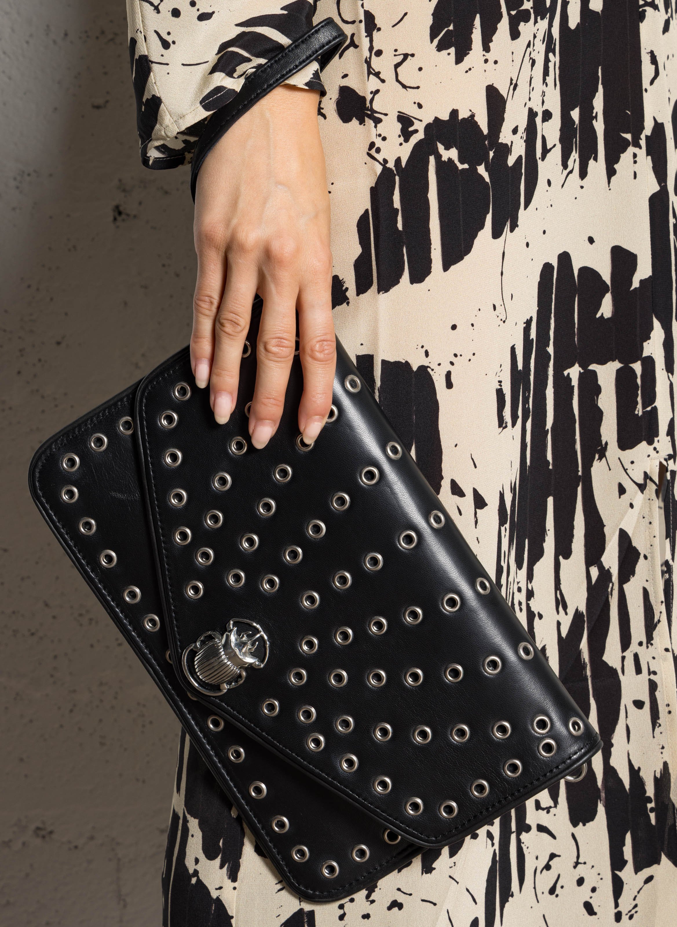 Pochette en cuir mélangé CLARIS VIROT Noir