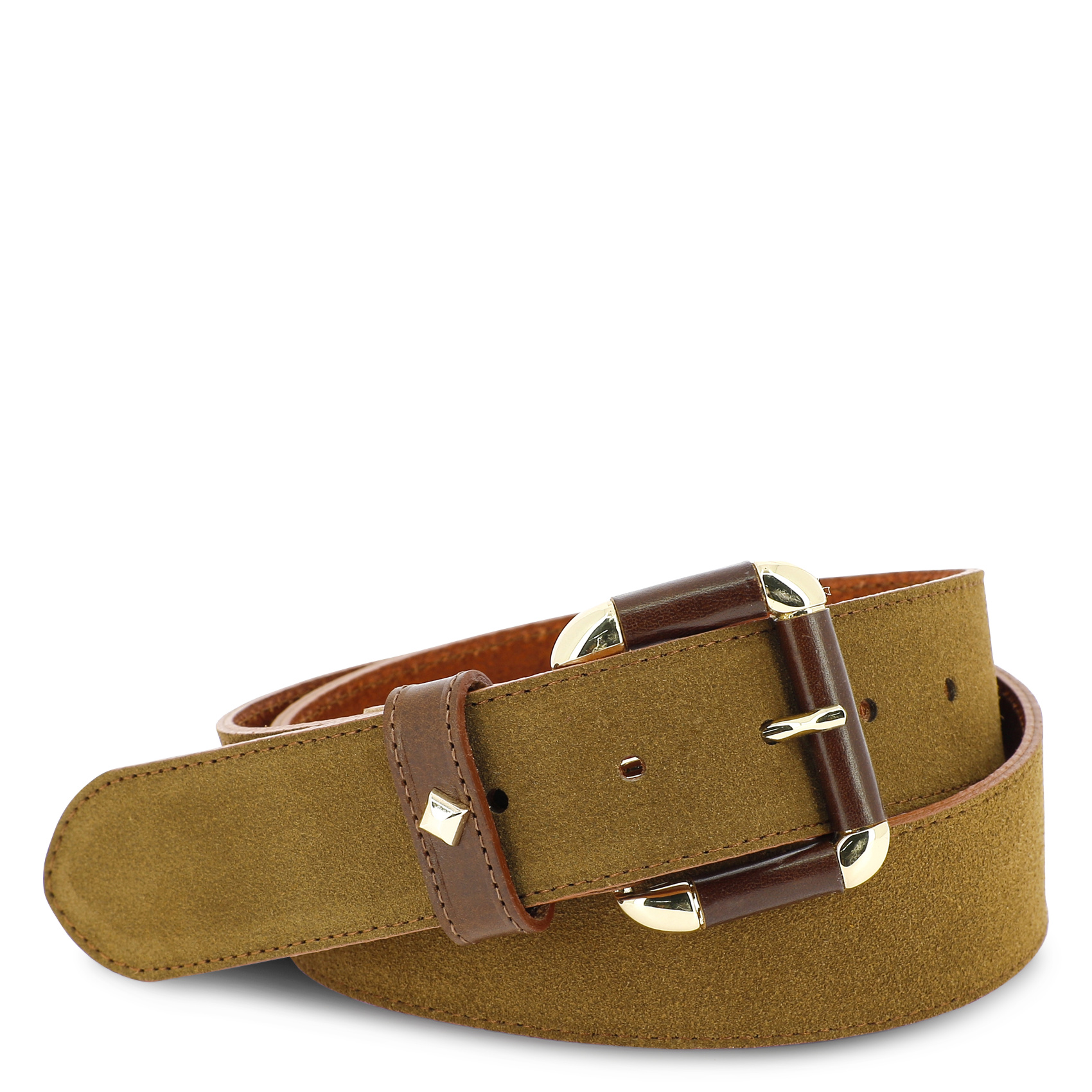 Ceinture à boucle en cuir  HERBERT FRERE SOEUR Marron