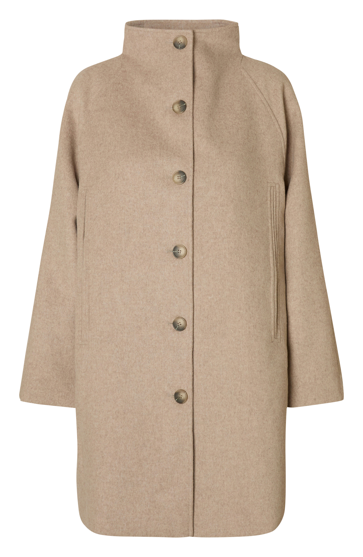 Manteau col montant en laine mélangée SELECTED Beige