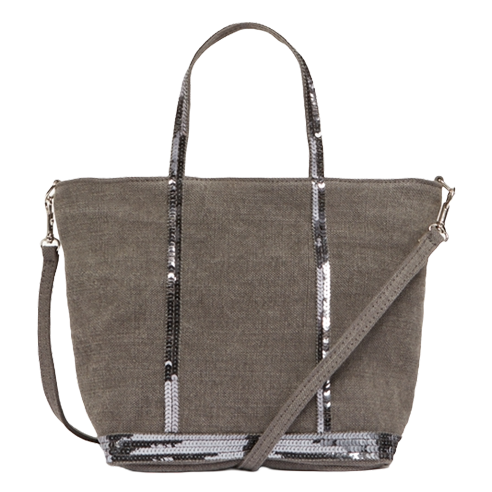 Sac cabas S à sequins en lin  CABAS S Granit
