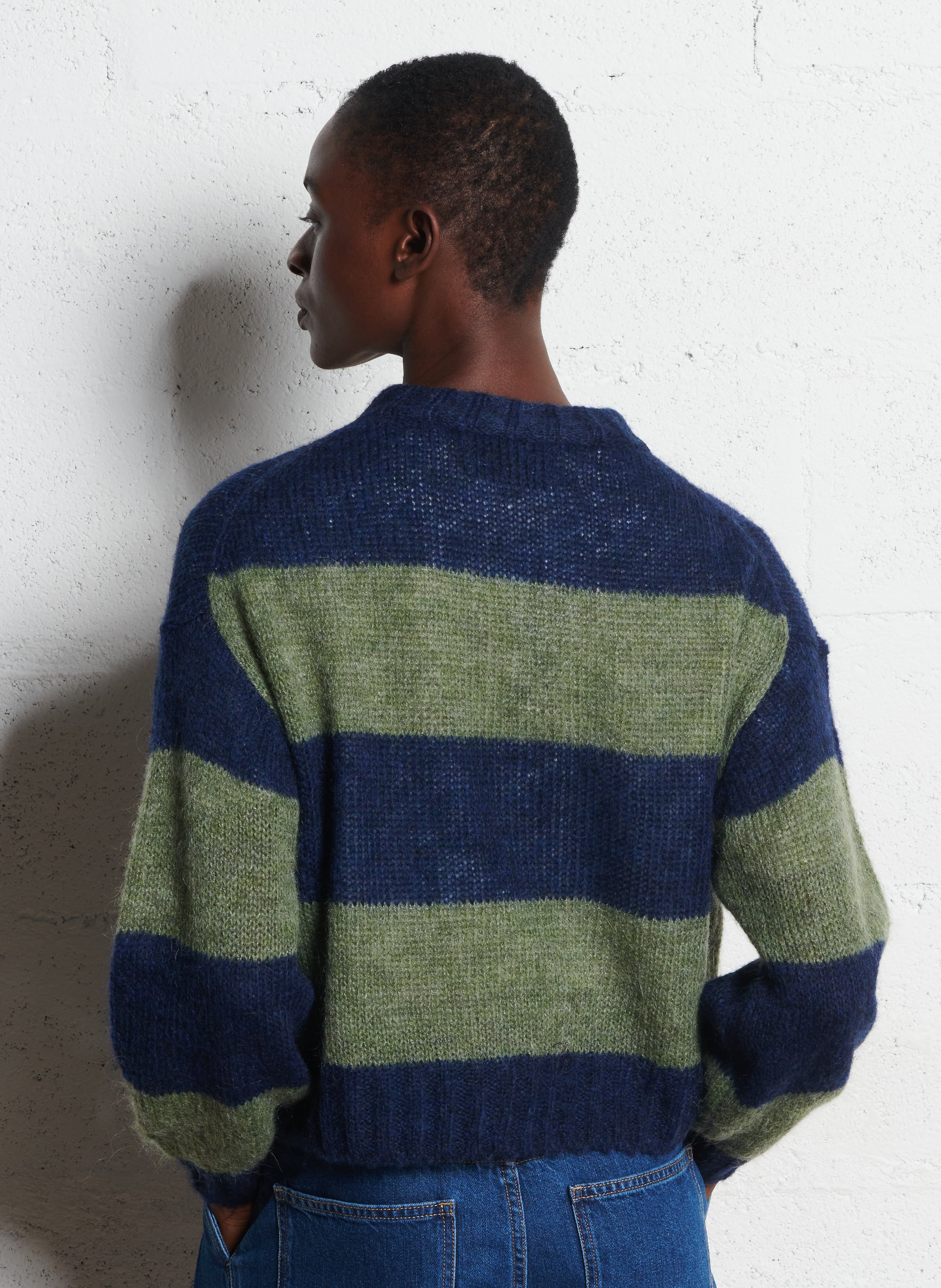 Pull col rond à rayures THE TINY BIG SISTER Bleu