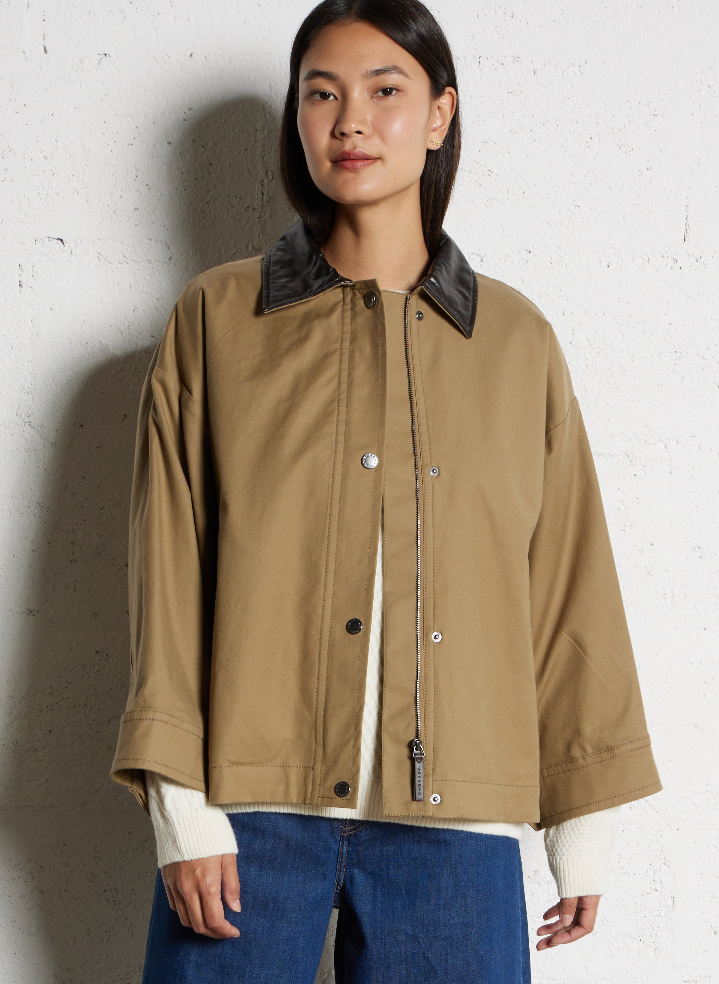 Cotton-blend coat with classic collar MAX MARA WEEK END Brown