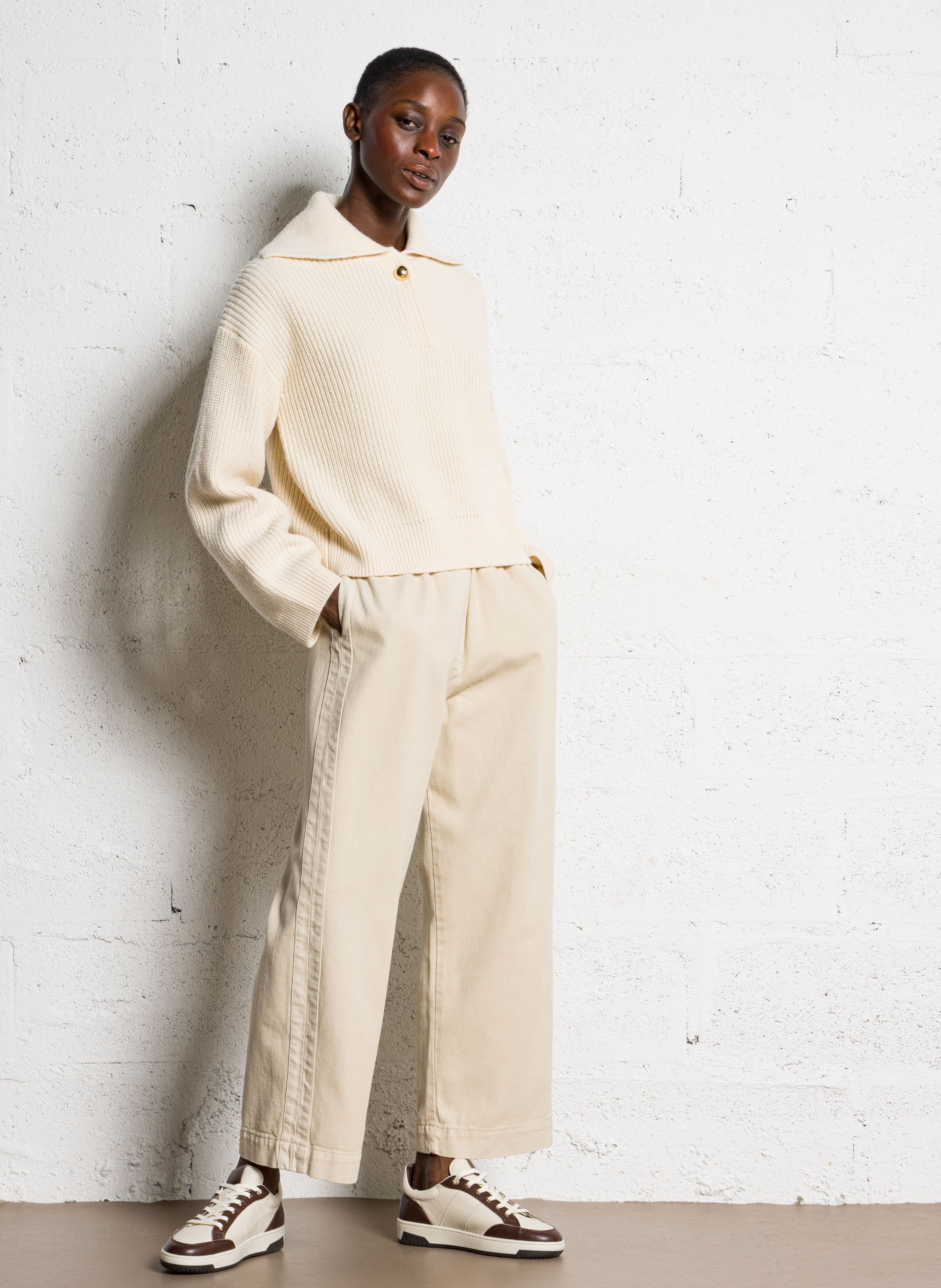 Jean droit en coton mélangé BELLEPIECE Beige