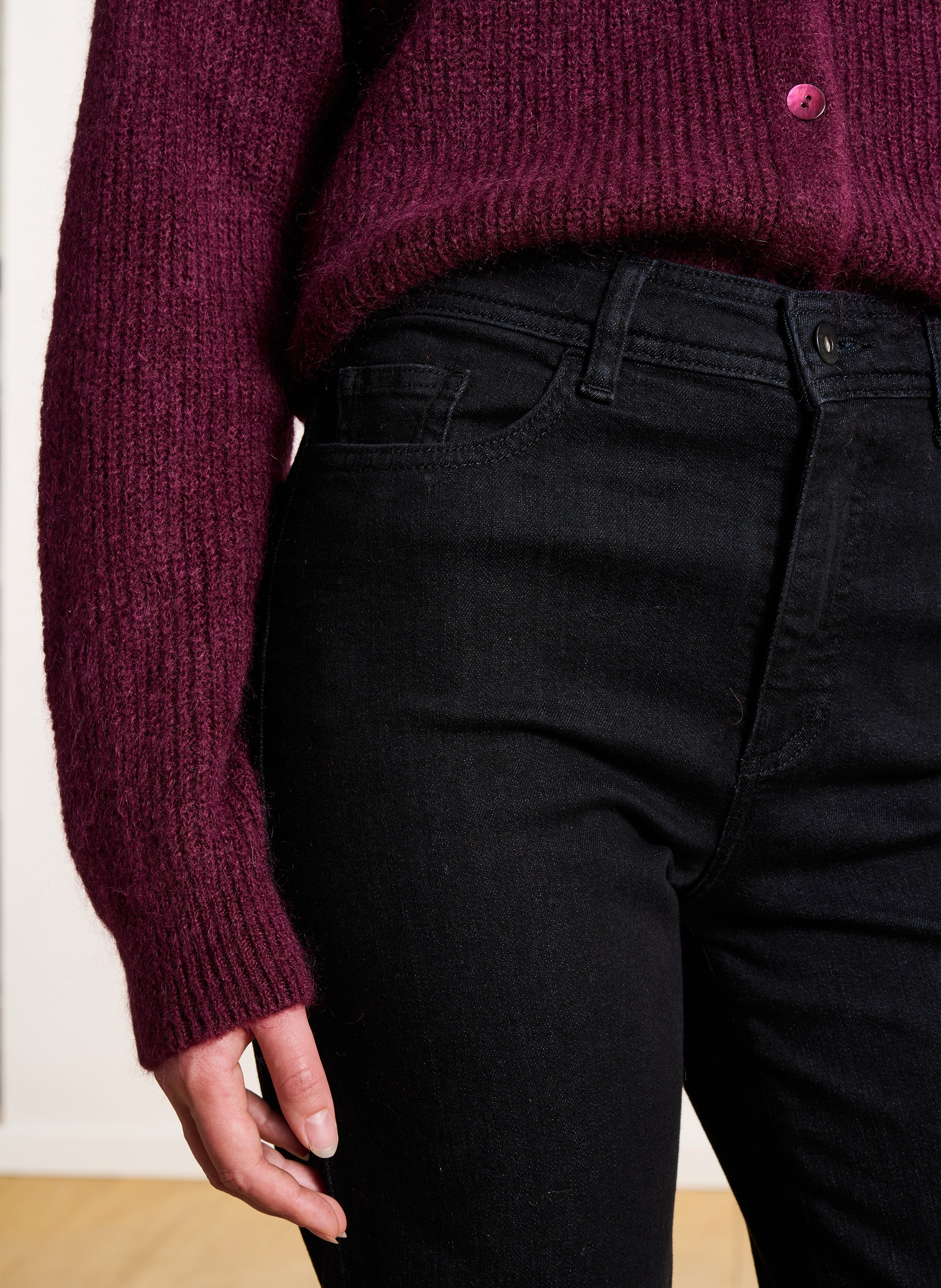 Jean large uni en coton bio LA FEE MARABOUTEE Noir