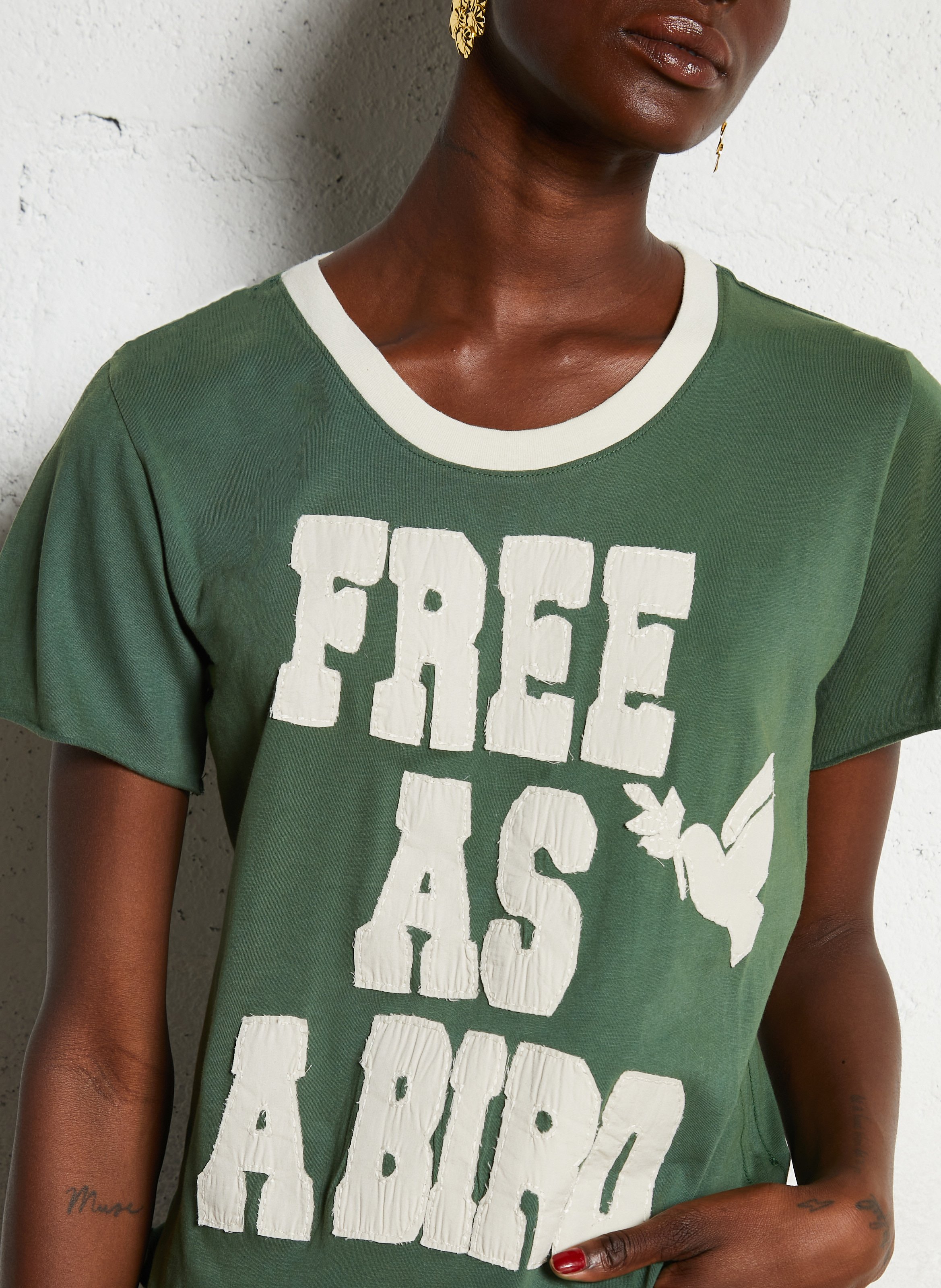 T-shirt van biokatoen met ronde hals LEON & HARPER Groen