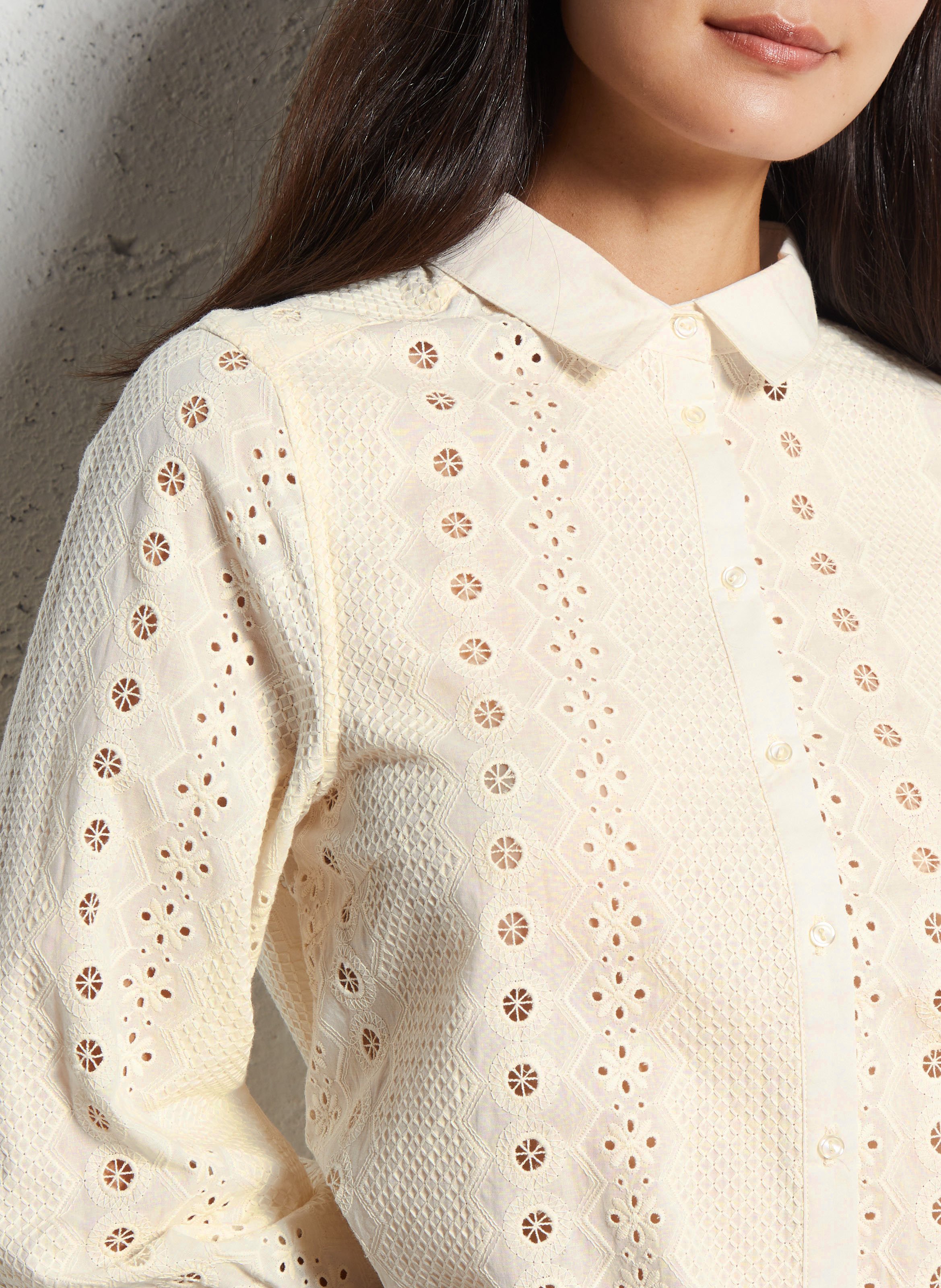 Chemise droite en broderie anglaise SUD EXPRESS Blanc