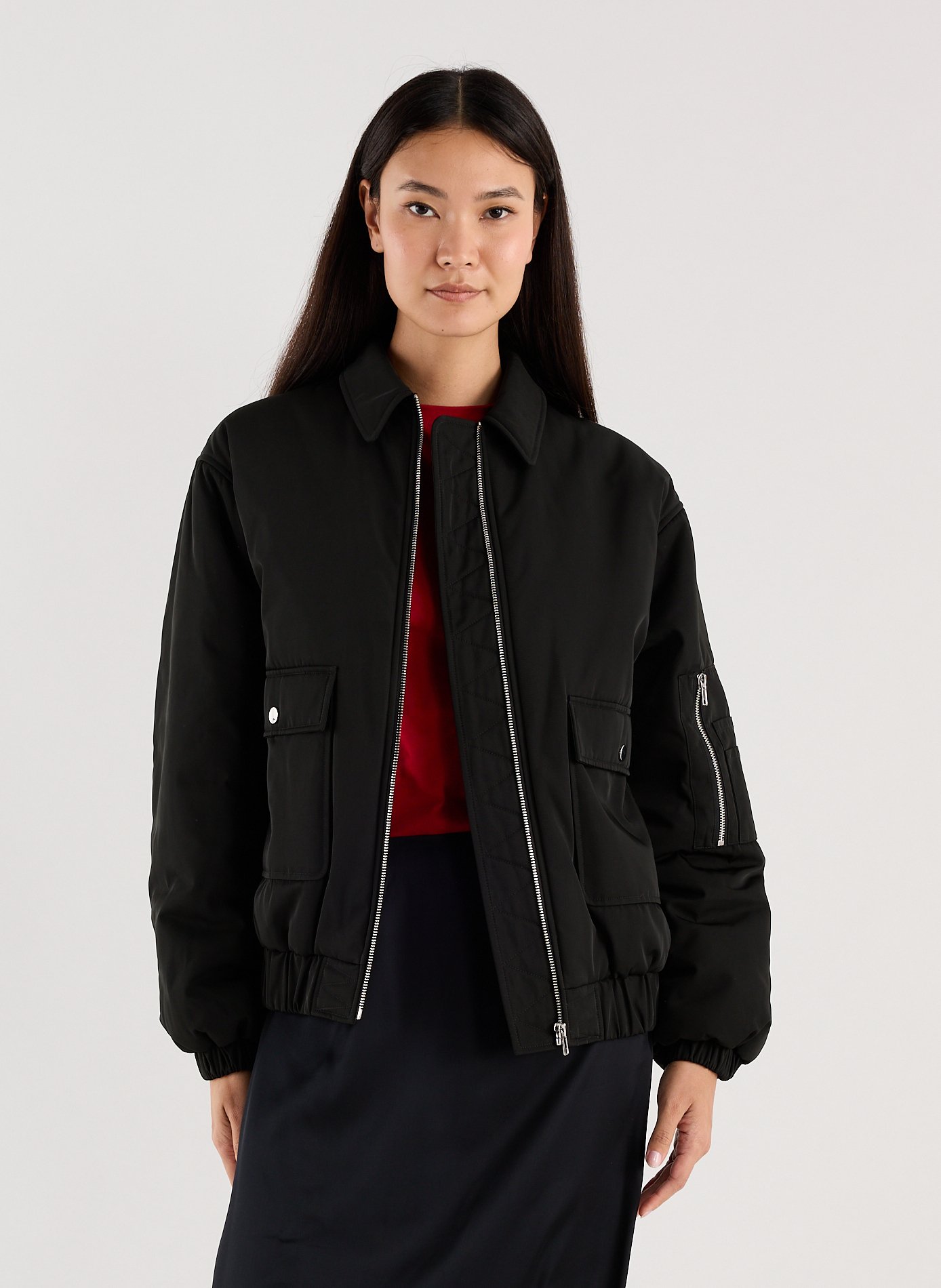 Gerade geschnittener Blouson mit klassischem Kragen SAISON 1865 Schwarz