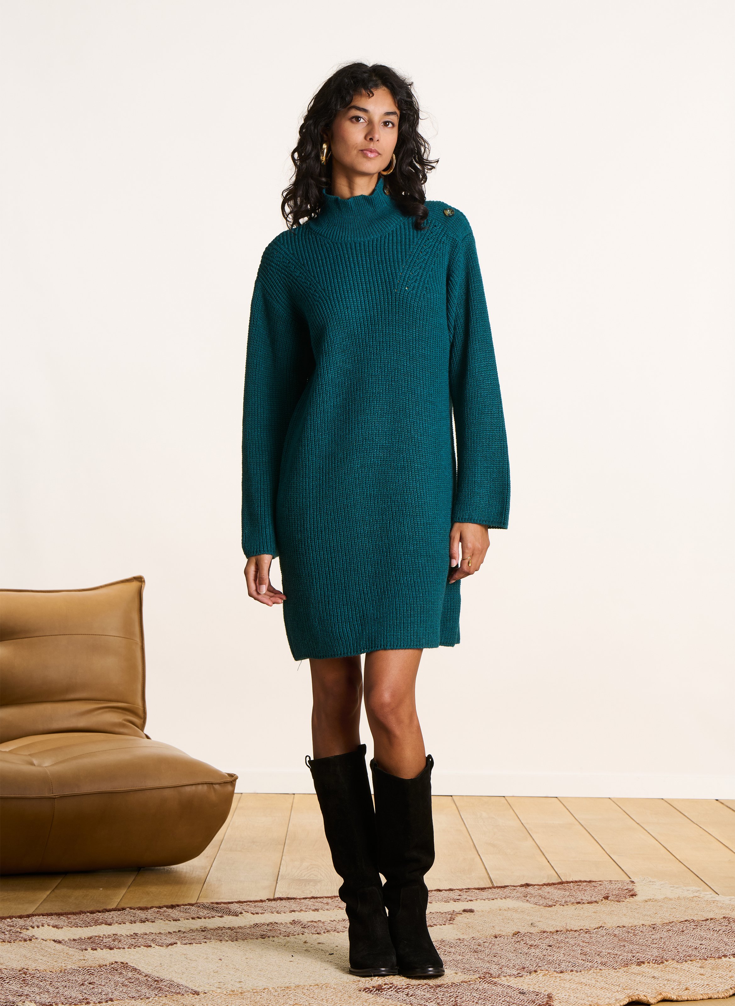 Robe courte col montant LA FEE MARABOUTEE Blue