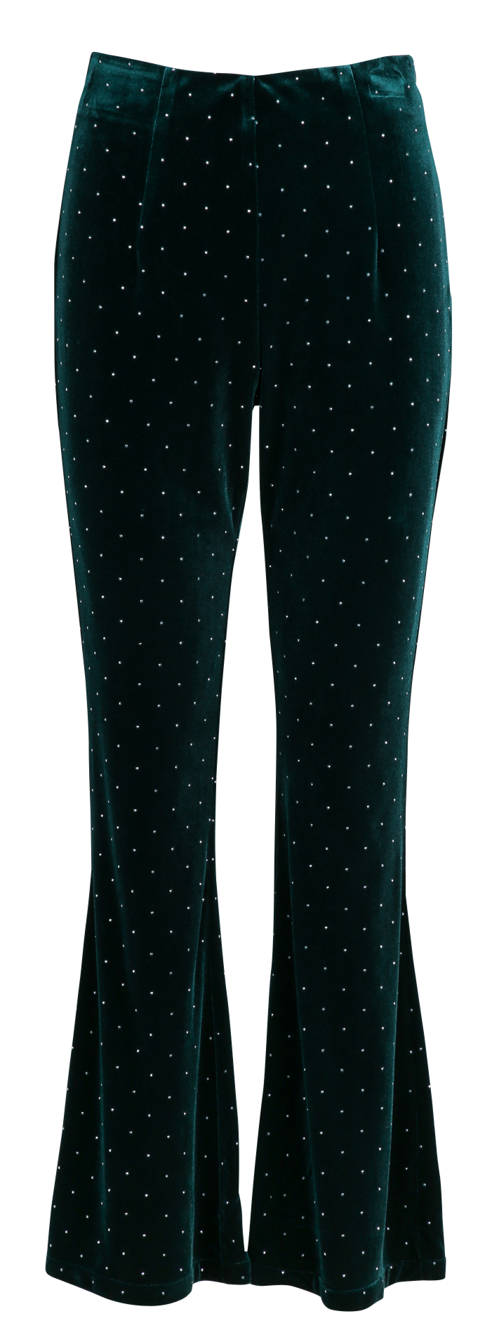 Pantalon flare à strass en velours NEVER FULLY DRESSED Vert