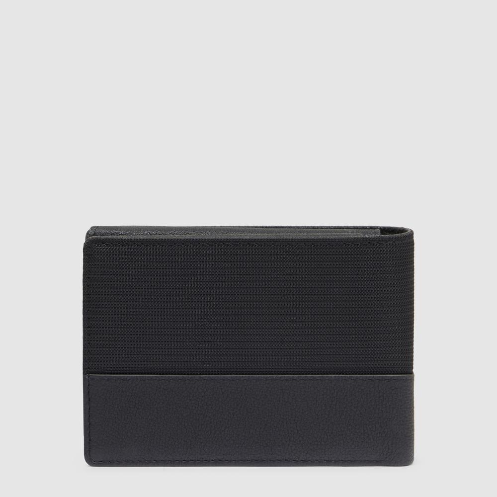 Men's wallet with ID card holder flap, coin pocket, credit card slots, and RFID protection PIQUADRO Black