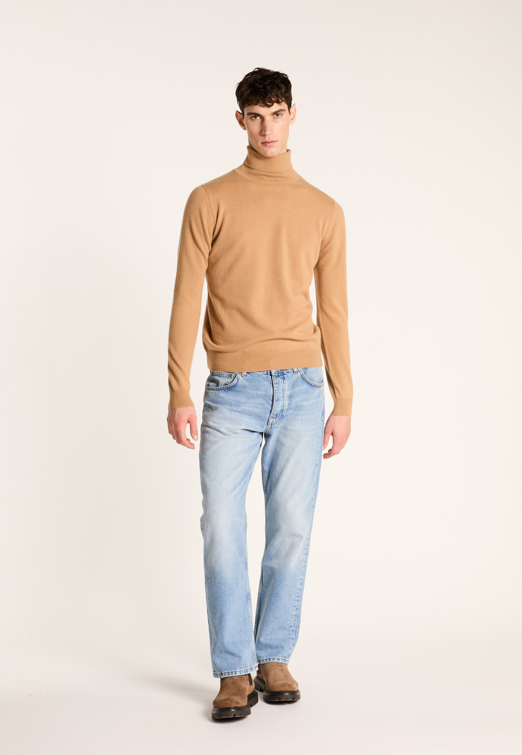 Cashmere polo neck sweater MAISON MONTAGUT Brown