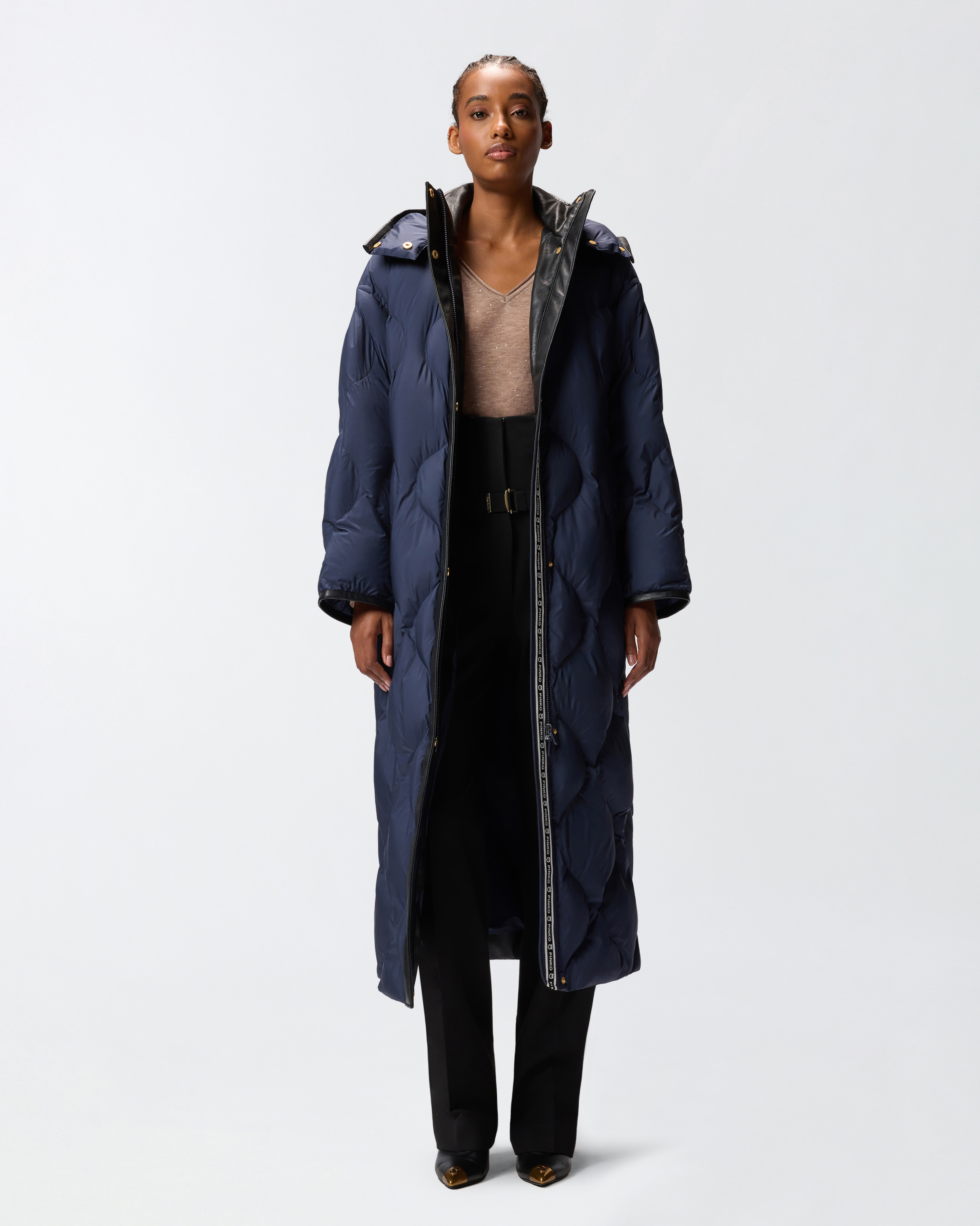 Long quilted coat PINKO Blue