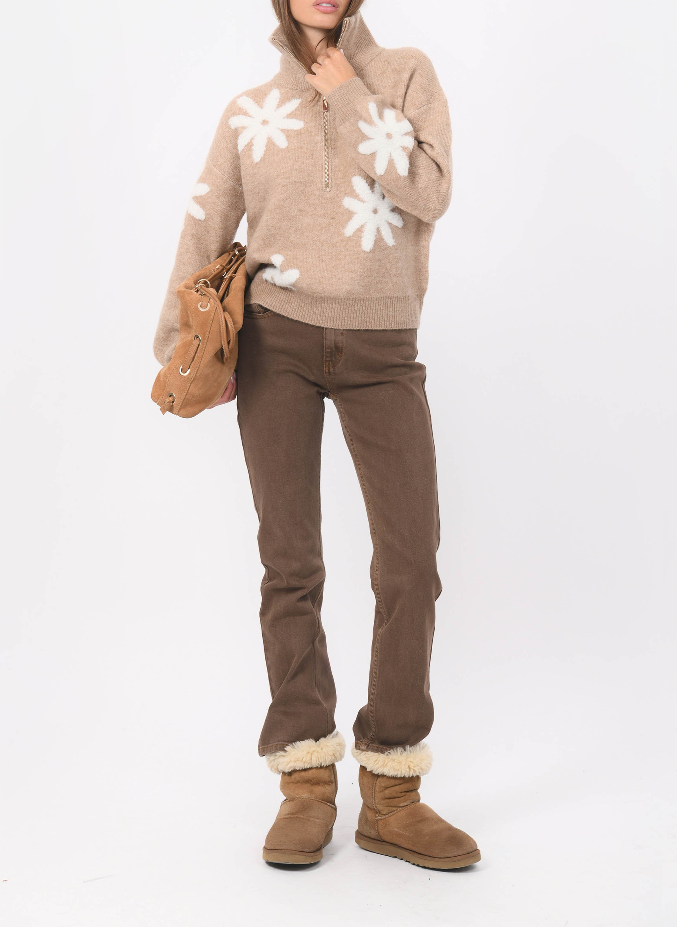 Gerade geschnittener Strickpullover KOOKAI Beige