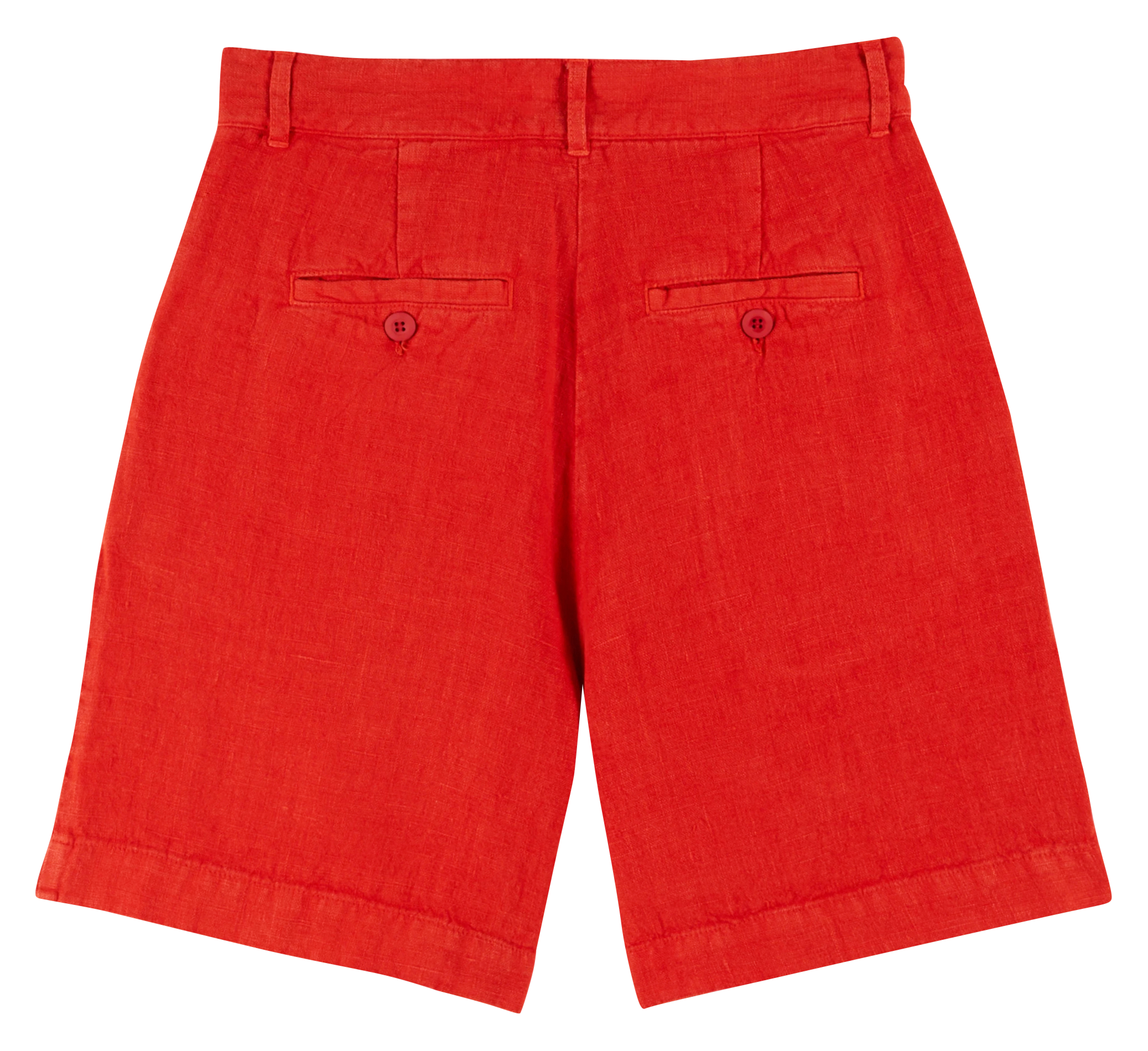 Short taille haute en lin Rouge