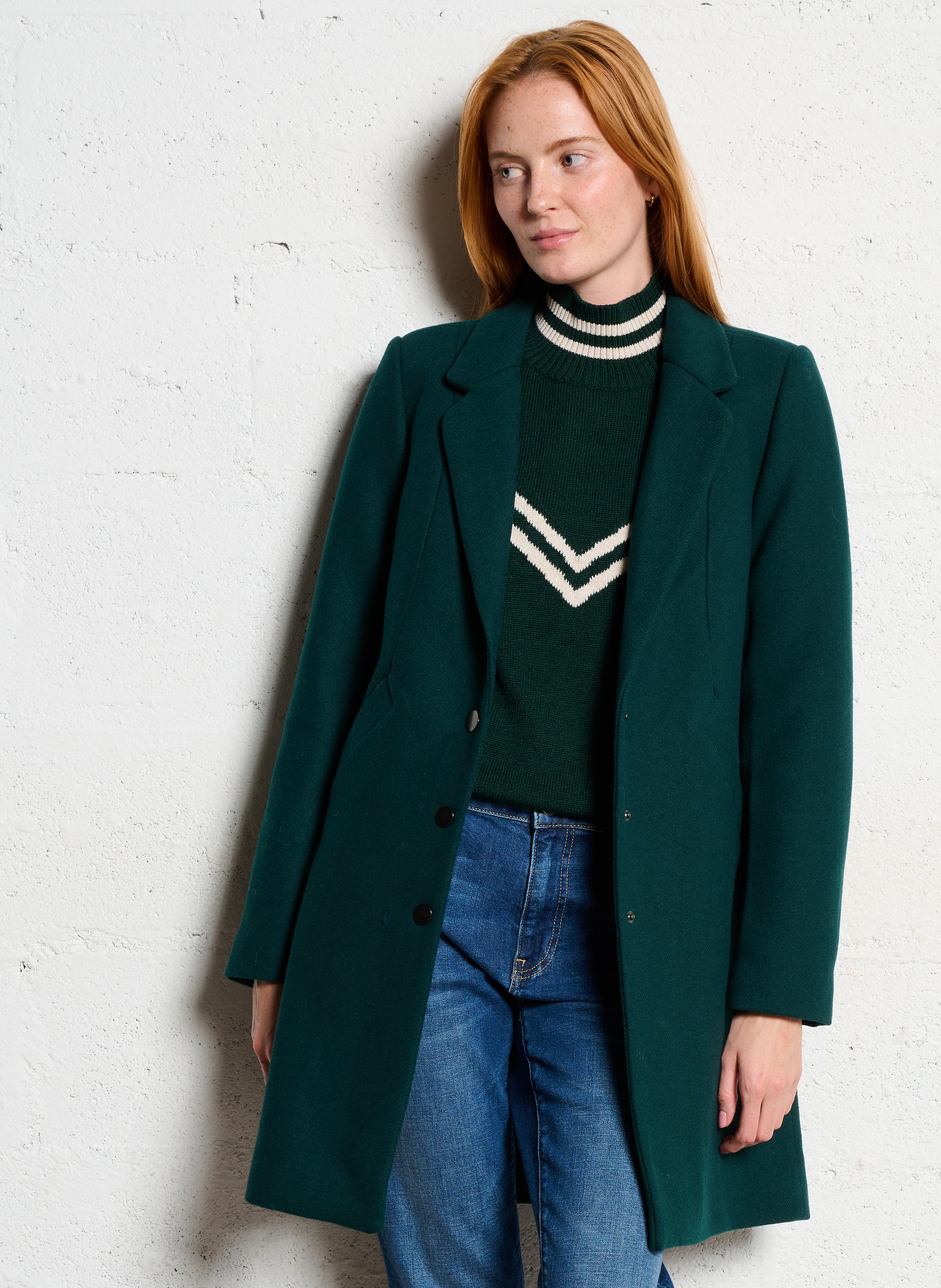 Coat with removable padded lining I CODE Green