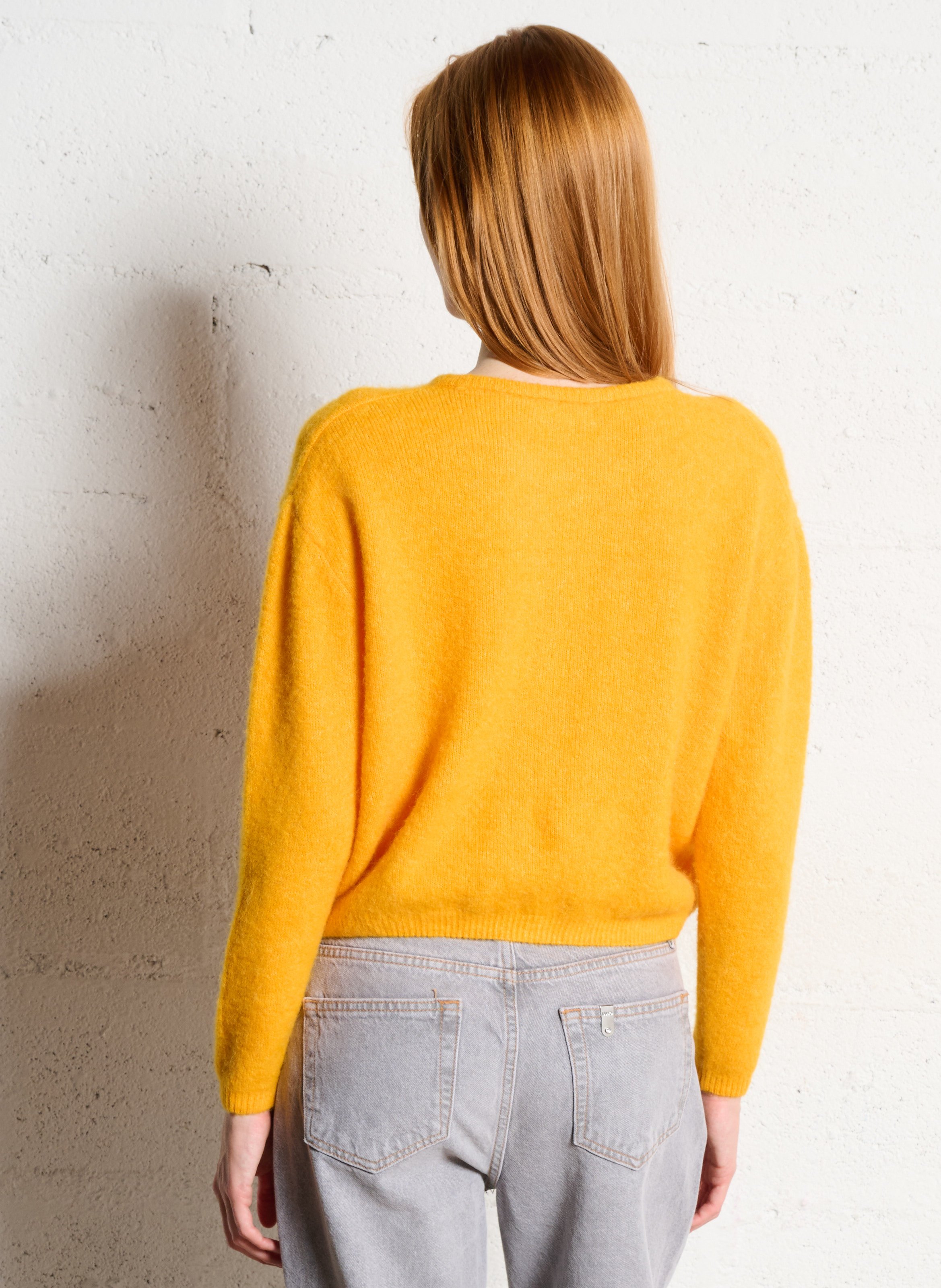 Gilet ample col rond en laine mélangée AMERICAN VINTAGE Jaune