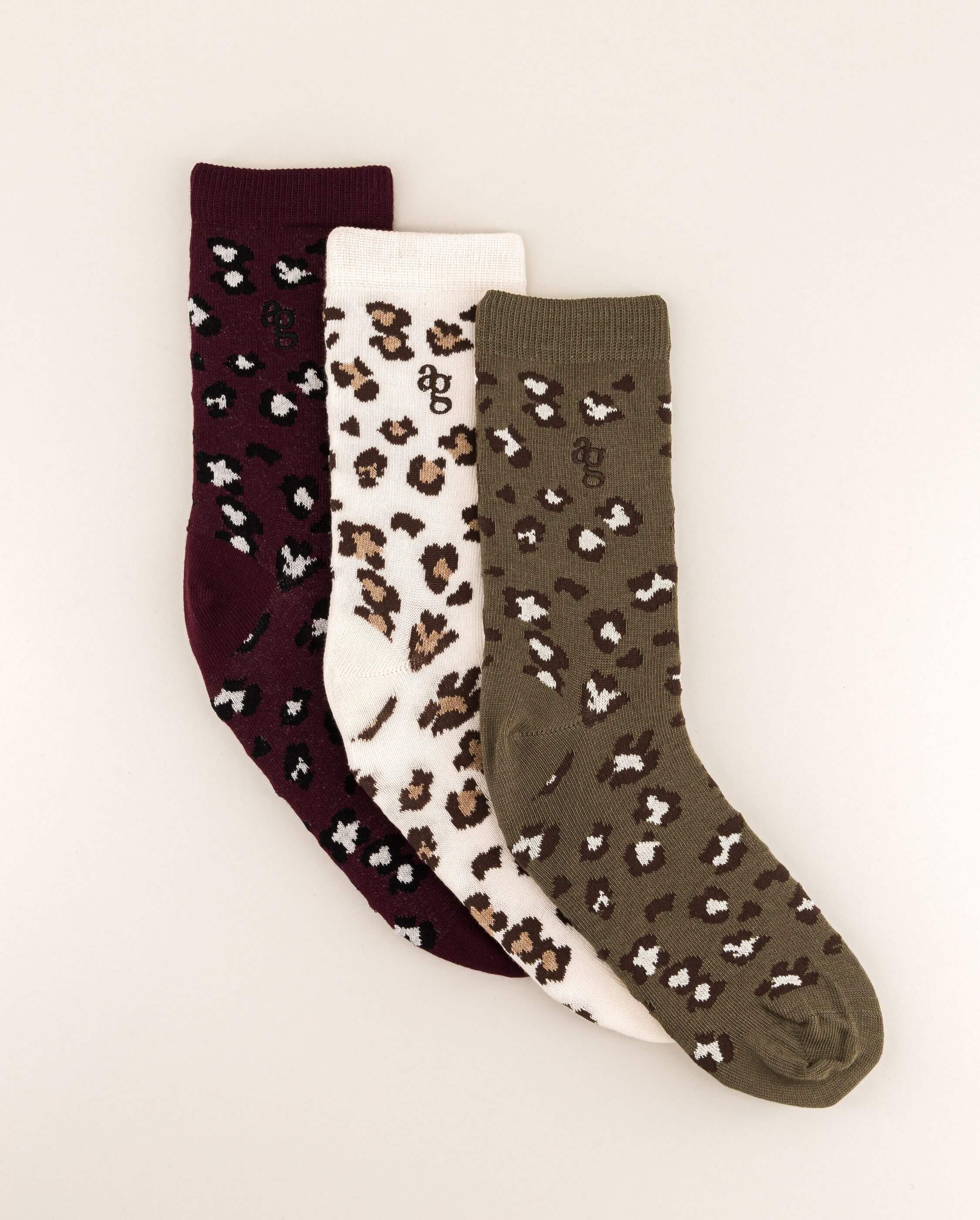 Pack of 3 pairs of women's leopard print socks ANGARDE Multicolored