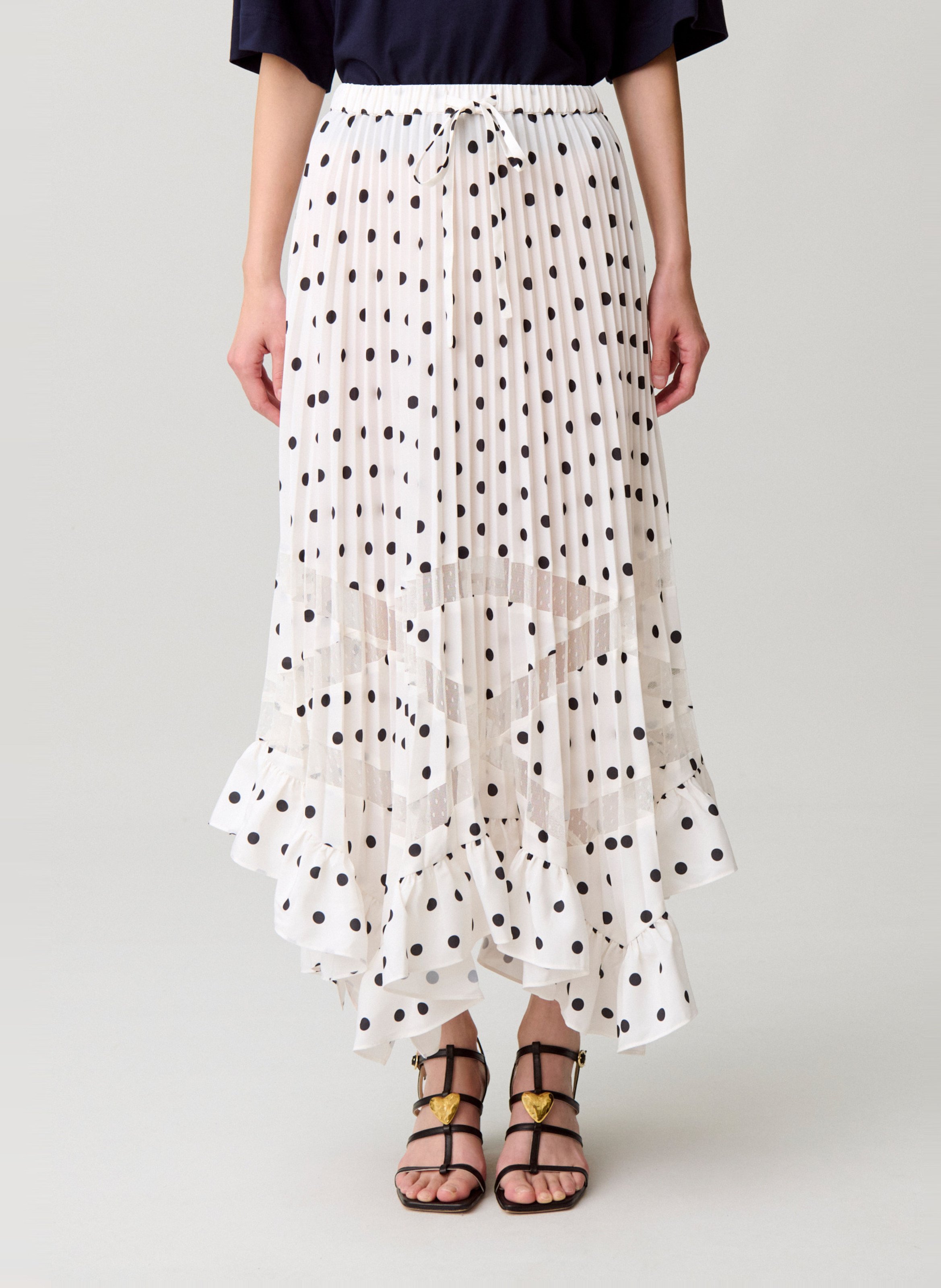 Asymmetrischer langer Rock mit Punkten CLAUDIE PIERLOT Mehrfarbig